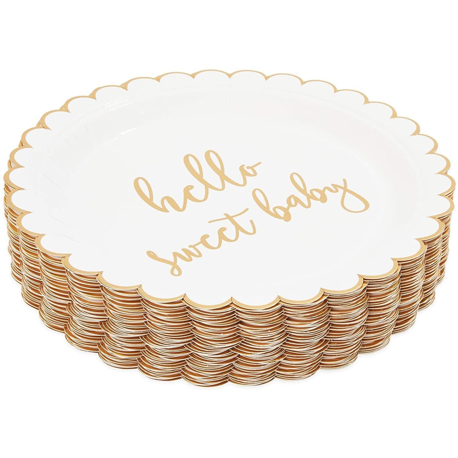 Sparkle And Bash 48 Pack Of Hello Sweet Baby Paper Plates For Baby Shower (9 Inches)