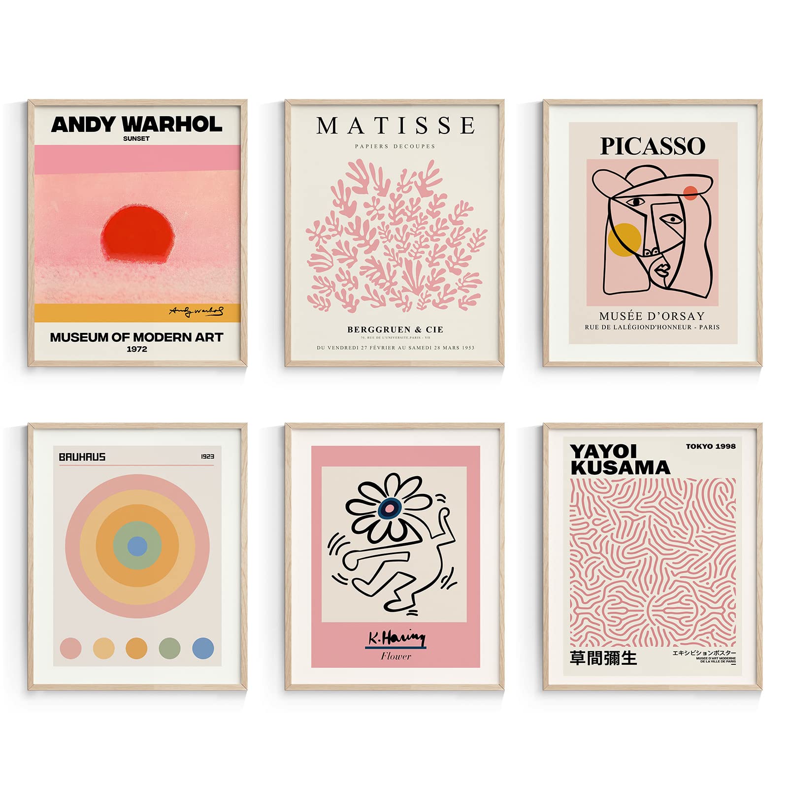 Habseligkeit Pink Room Decor Aesthetic, Retro Cute Wall Art Prints, Abstract Posters For Aesthetic Unframed, 8X10In, Set Of 6