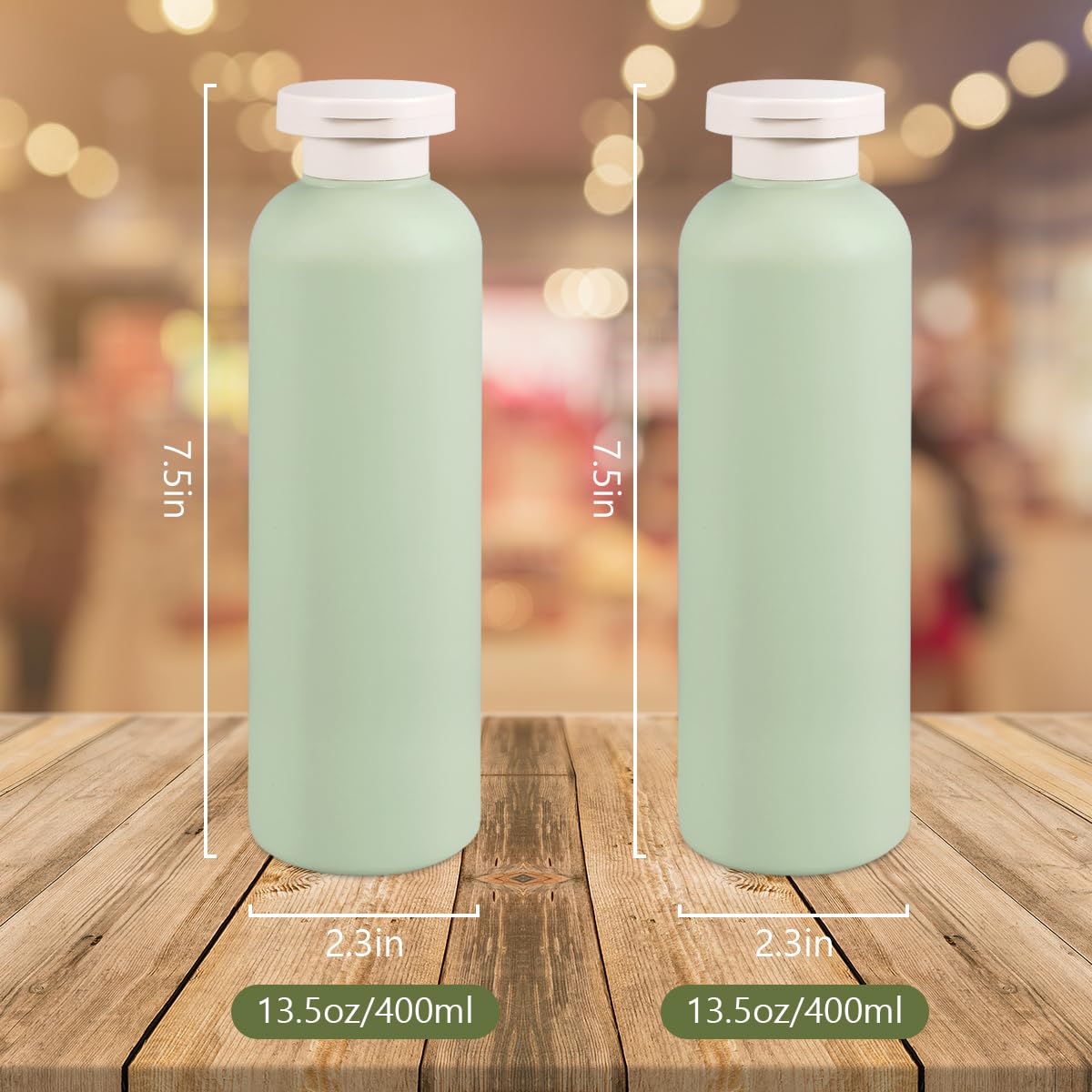 Umetass 13.5Oz Squeeze Bottles With Flip Cap, Refillable Plastic Travel Bottles For Creams, Lotion, Shampoo, Conditioner (2 Pcs)