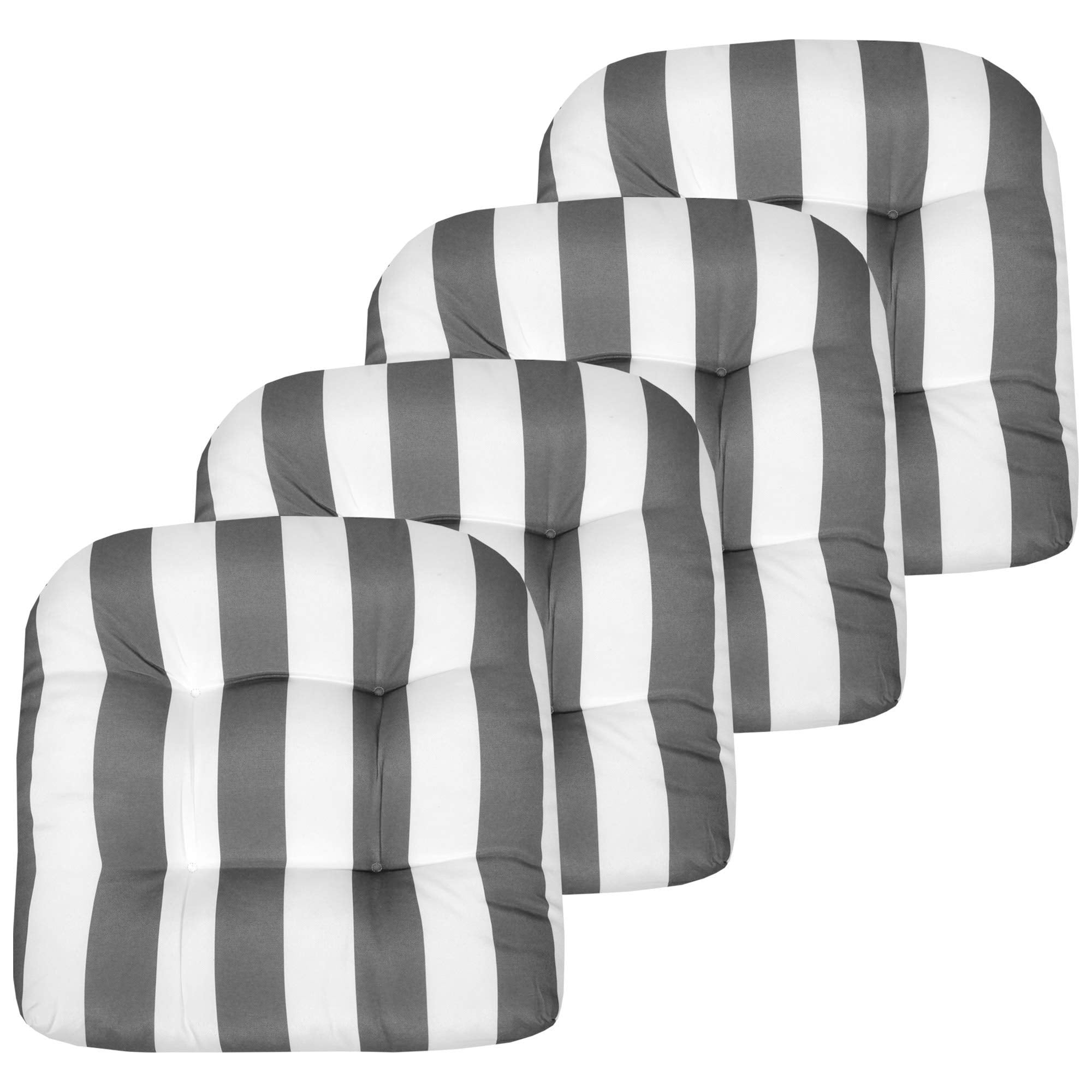 Sweet Home Collection Patio Cushions Outdoor Chair Pads Premium Comfortable Thick Fiber Fill Tufted 19 X 19 Seat Cover, 19 X 19