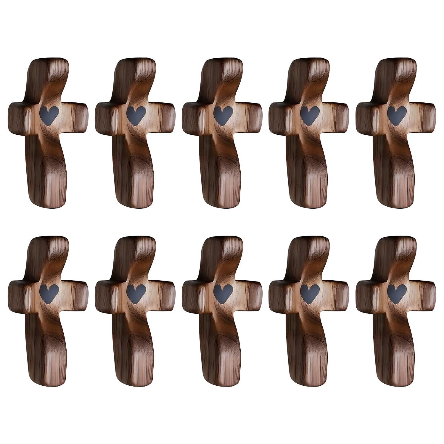 Yookin Cross My Heart | Encouragement Gift Wooden Fingertip Stress Relief Gifts Pocket Small Cross Christmas Handheld White 10pc