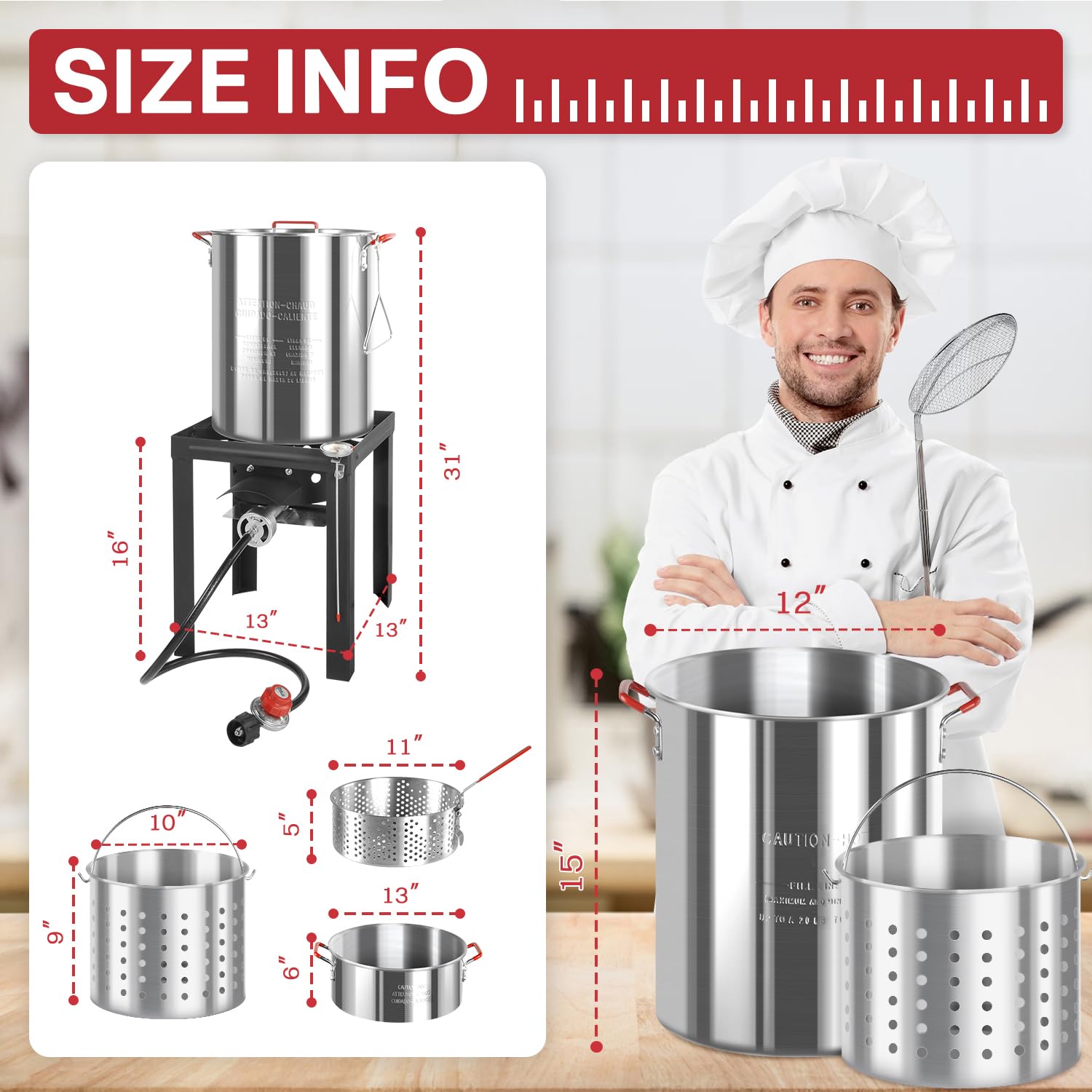 30Qt & 10Qt Outdoor Fryer | Turkey Deep Fryer | Seafood Boil Pot | Cover & Skimmer Included | 50,000Btu Propane Burner | Aluminu