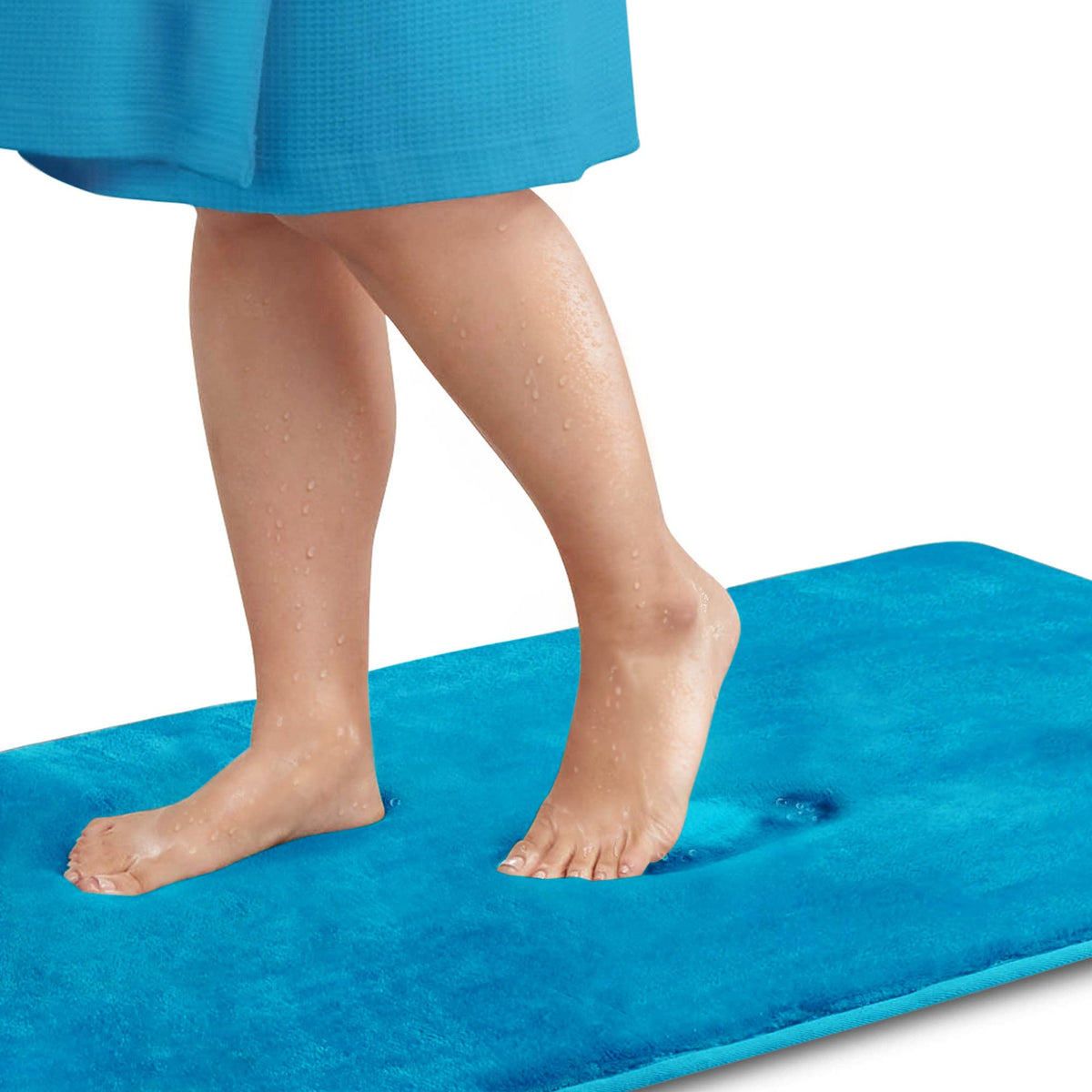 Genteele Bath Mats For Bathroom Non Slip - Caribbean Sea 17 '' X 24 '' Memory Foam Bathroom Rugs - Quick Dry Bath Mat