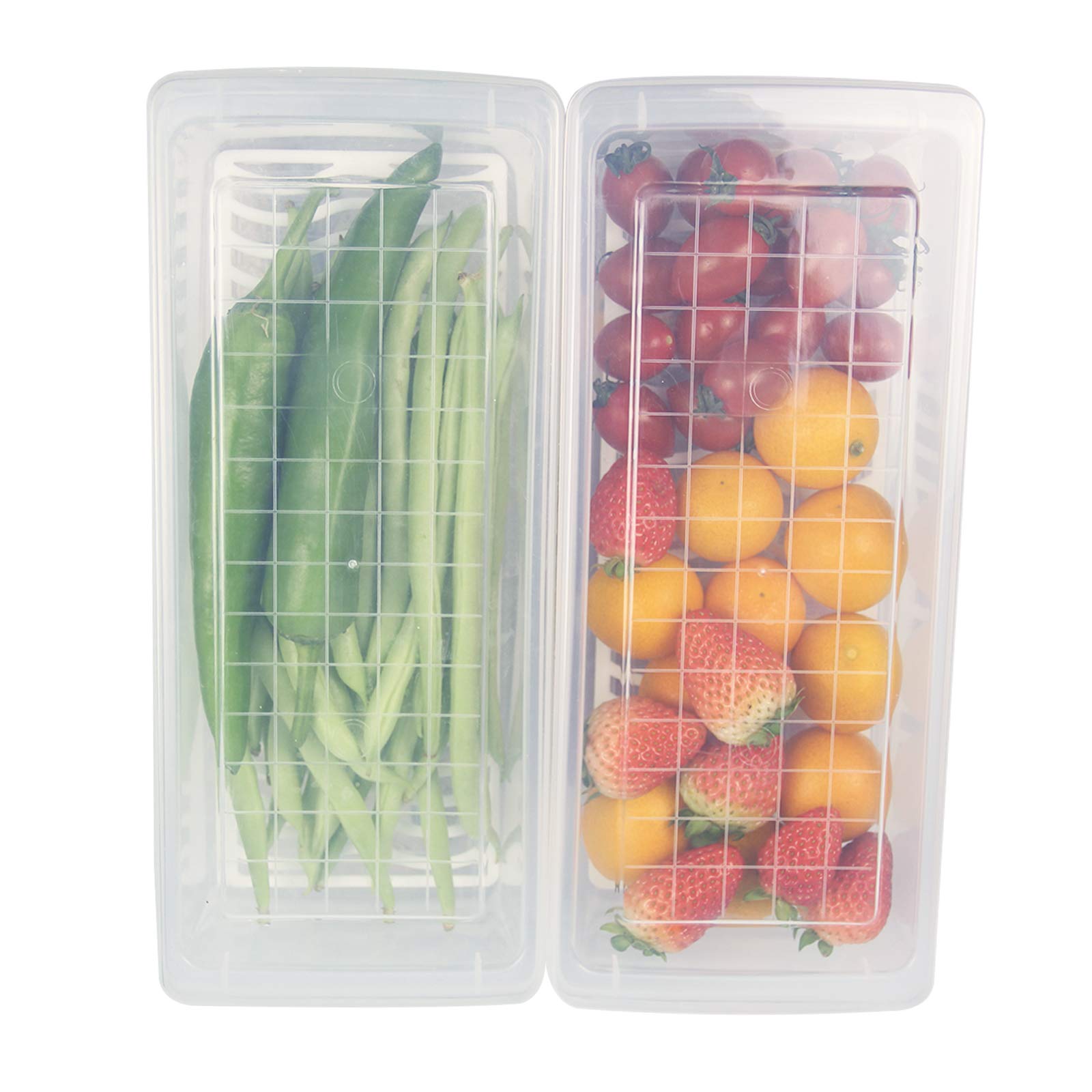 Yiautao Food Storage Container  Plastic Food Containers with Removable Drain Plate and Lid  Stackable Portable Freezer Storage Containers - Tray to Keep Fruits  Vegetables  Meat and More (4 Small)