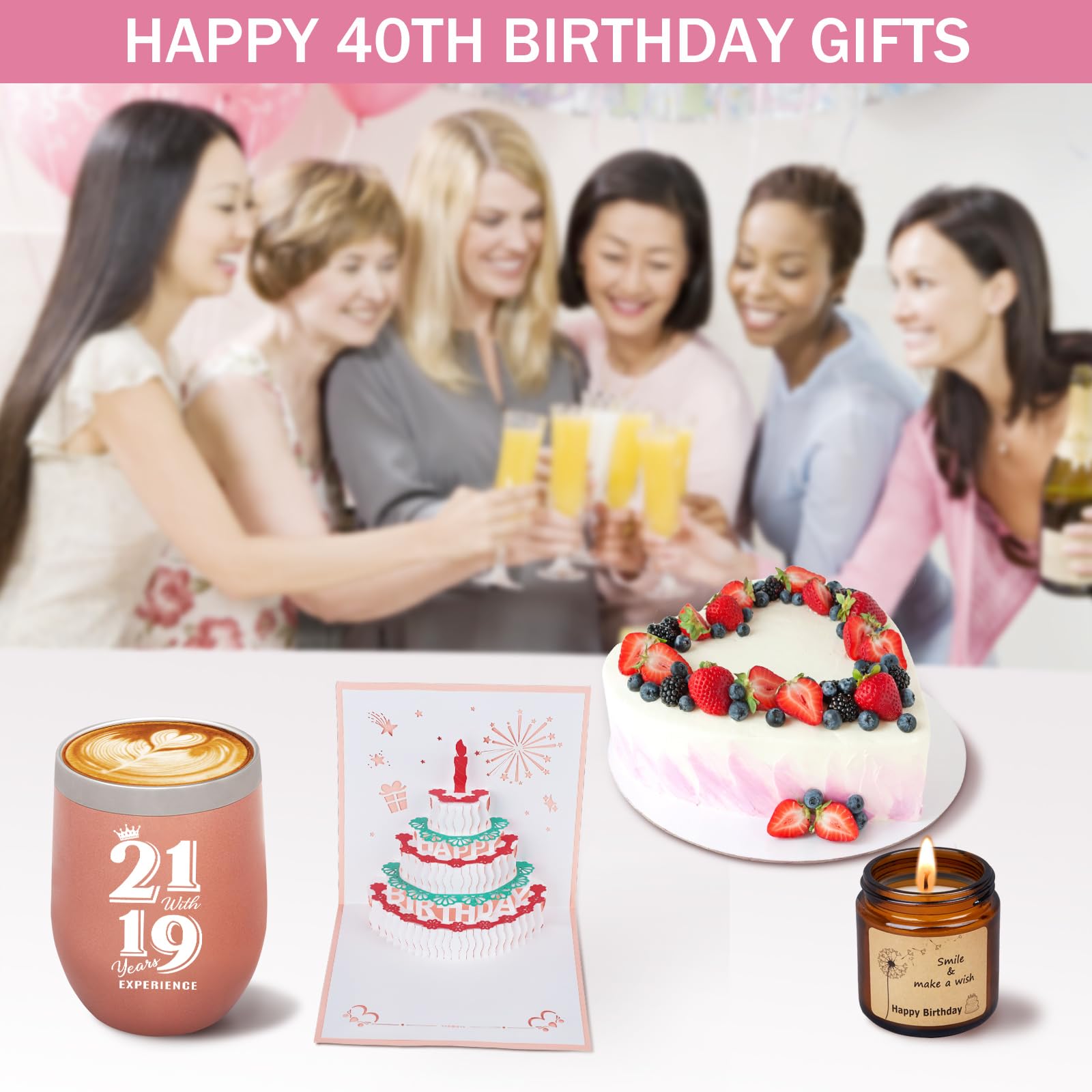 40Th Birthday Gifts For Women, Happy 40Th Birthday Gifts Basket For Her Best Friend Mom Sister Wife Coworker Turning 40, Gift Fo