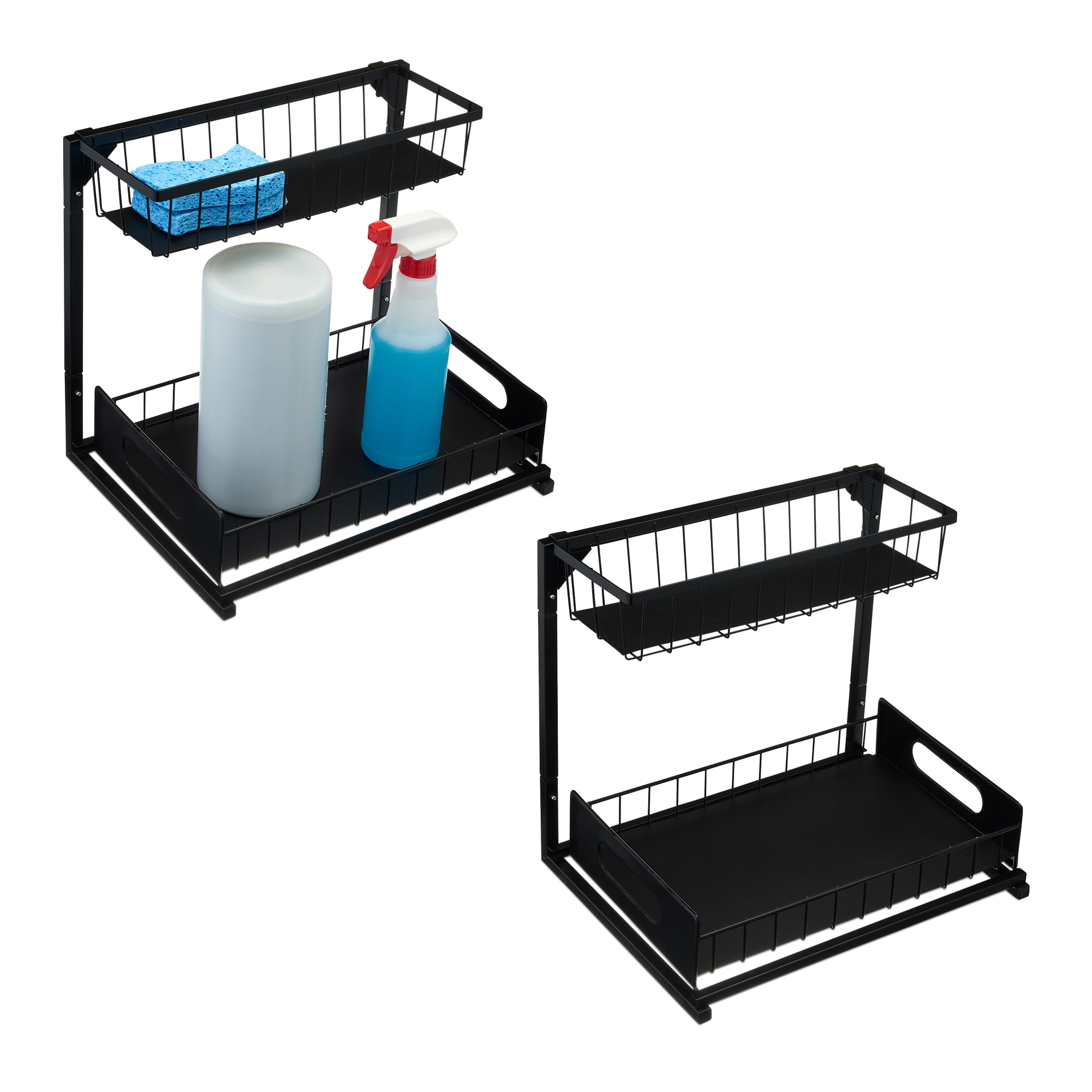 Amazon Basics LShape Under Sink Storage Pull Out Cabinet Organizer, SpaceSaving Design, Durable and RustResistant, Black, Pac