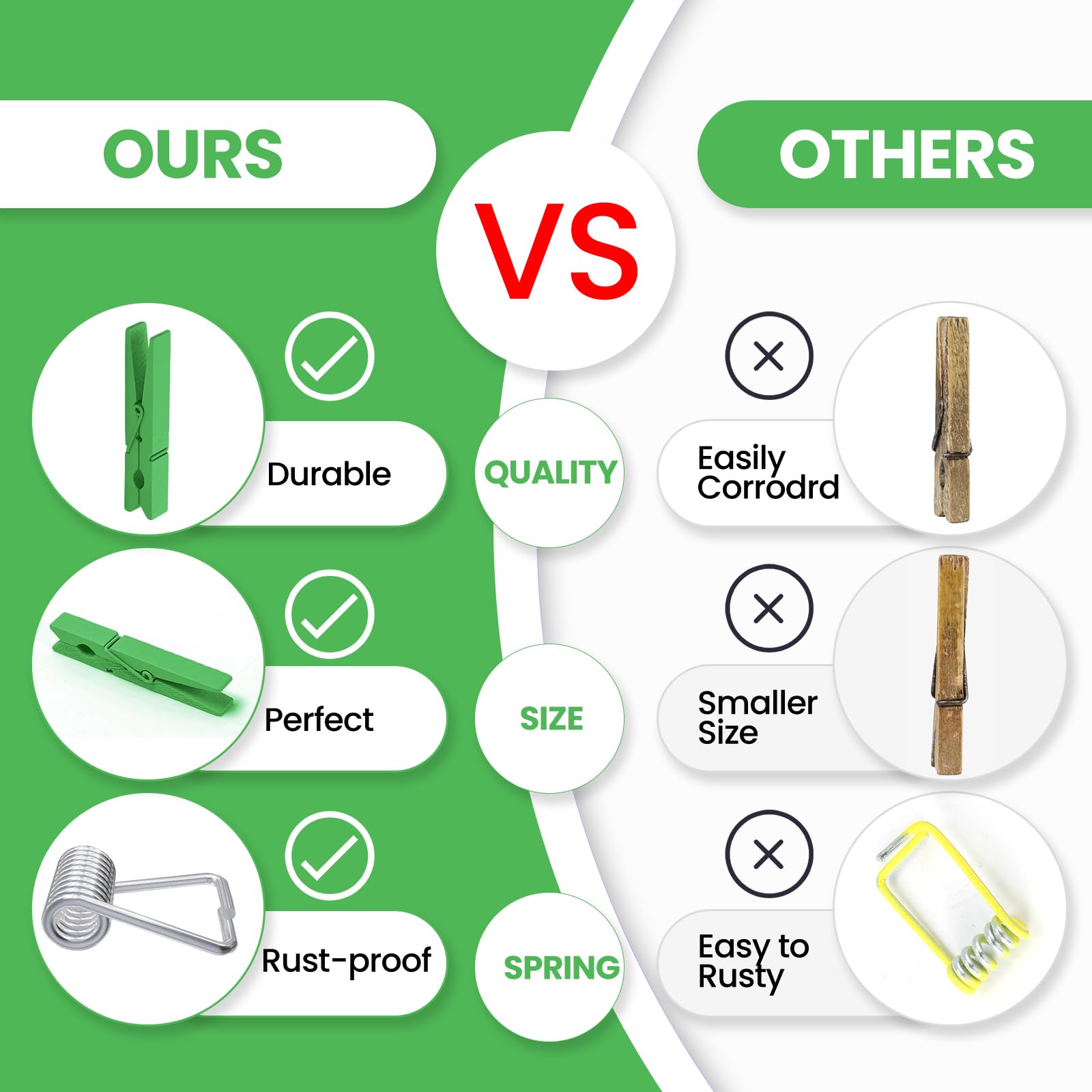 50Pcs Colored Wooden Clothespins, 2.9Inch Green Clothes Pins For Clip Pictures Photos Decorative, Small Colorful Wood Decoration