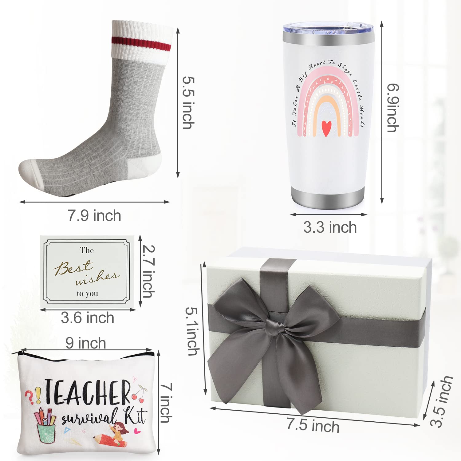 Best Teacher Appreciation Gifts 20 OZ Insulated Tumbler for Women Teacher Gifts Unique Gifts Ideas for Students - Funny Socks Thank You Basket Box for New Teachers Personalized Teachers Day Gifts