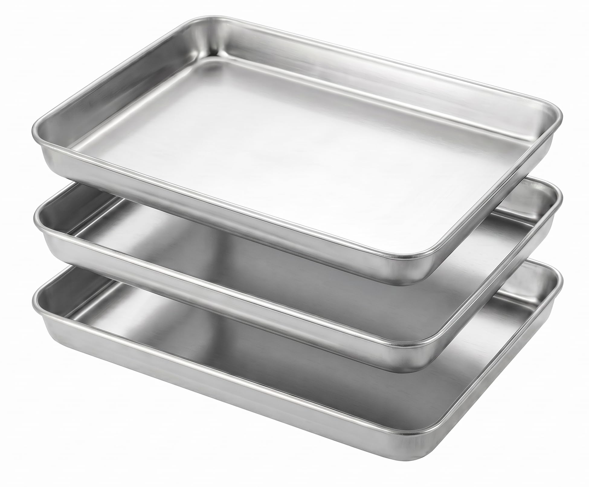 Bgtecho 3 Pack Stainless Steel Baking Sheet, 9.8 x 7.9 x 2In Deep Grill Pan