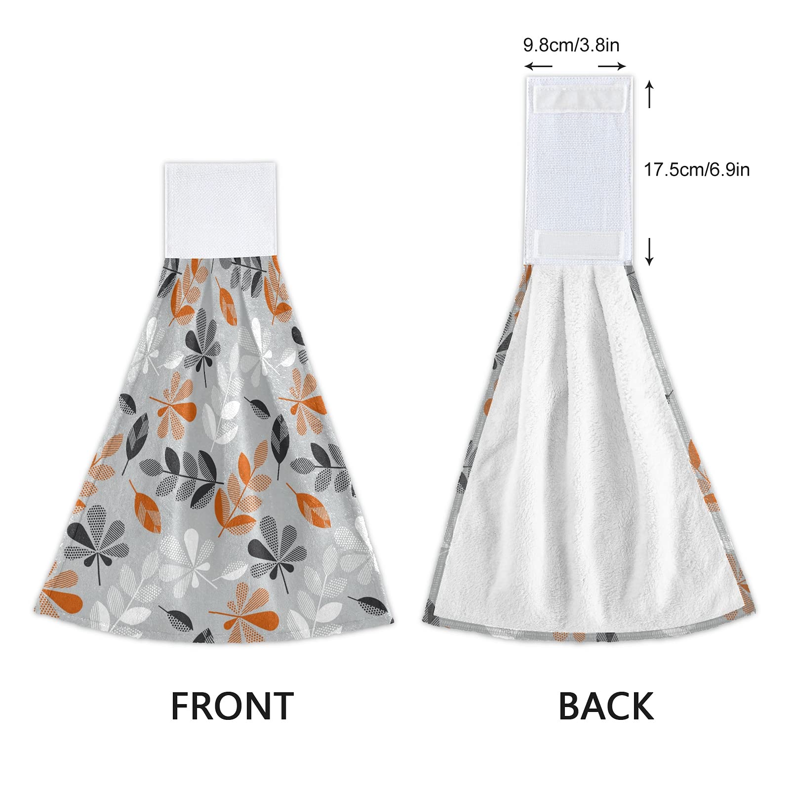 Boccsty Gold Black Gray Leaves Hanging Kitchen Towels 2 Pieces Succulent Pattern Branches Dish Towels Hand Towel Tea Bar Towels for Bathroom Home Decor