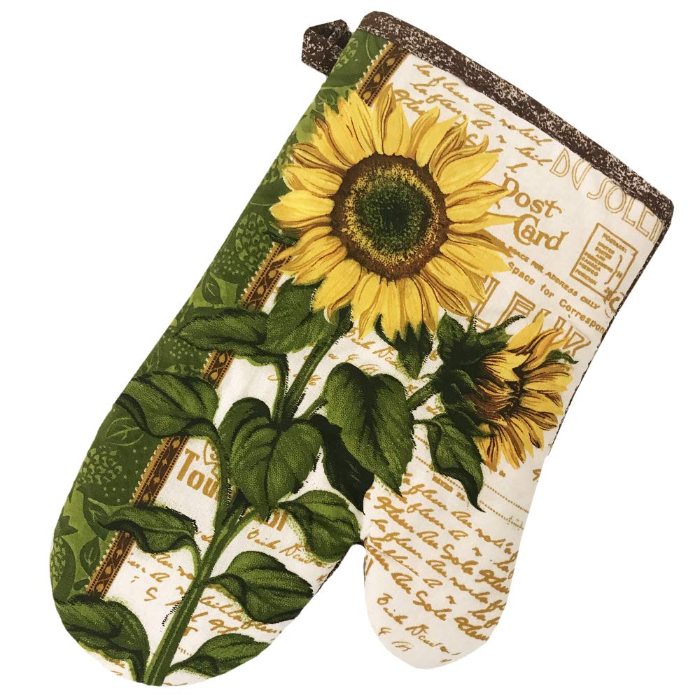 Lobyn Value Packs Kitchen Towel 5 Piece Linen Set 2 Towels 2 Pot Holders 1 Oven Mitt (Sunflower 2)