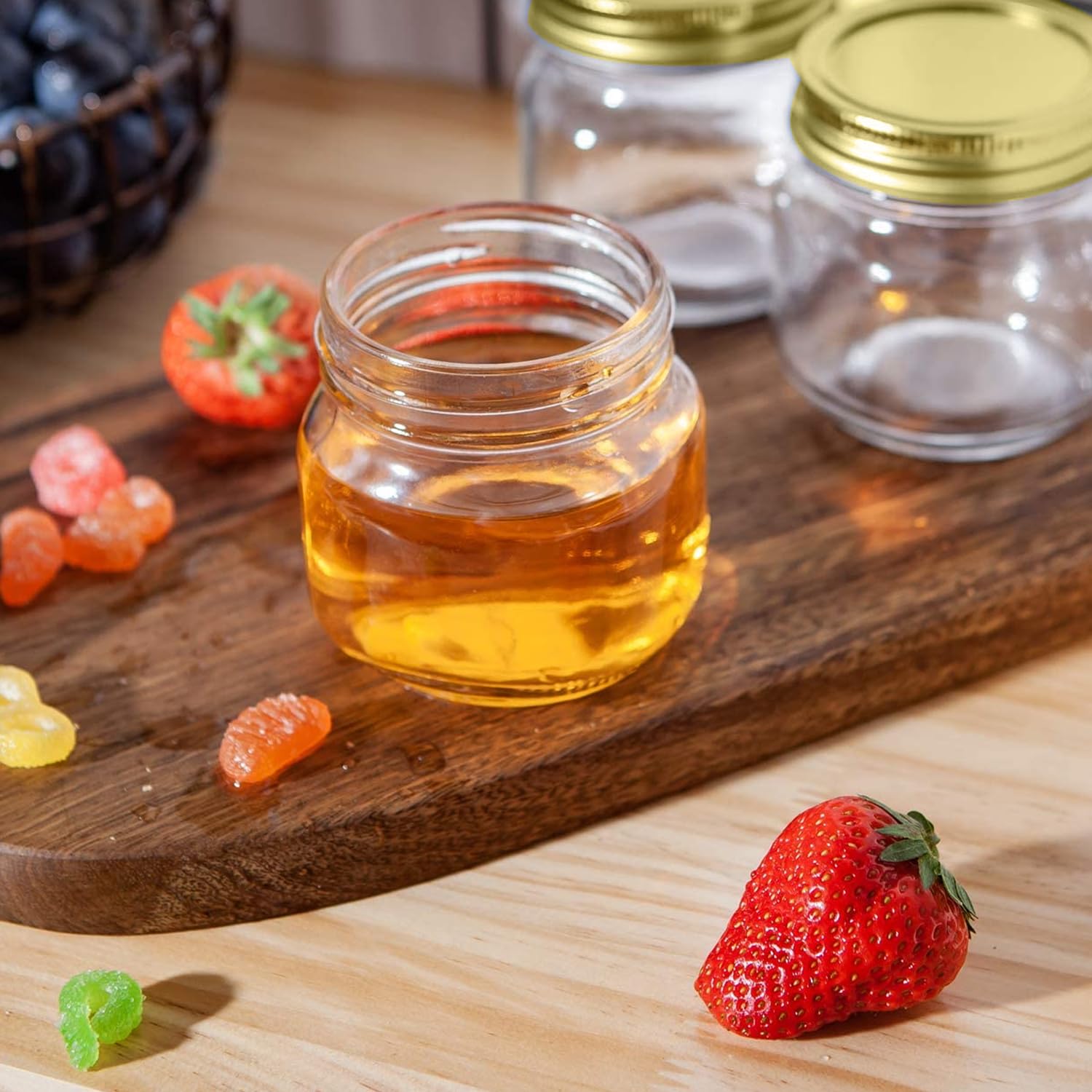 Encheng 8 Oz Glass Jars With Lids,Ball Regular Mouth Mason Jars For Storage,Canning Jars For Caviar,Herb,Jelly,Jams,Honey,Dishwa