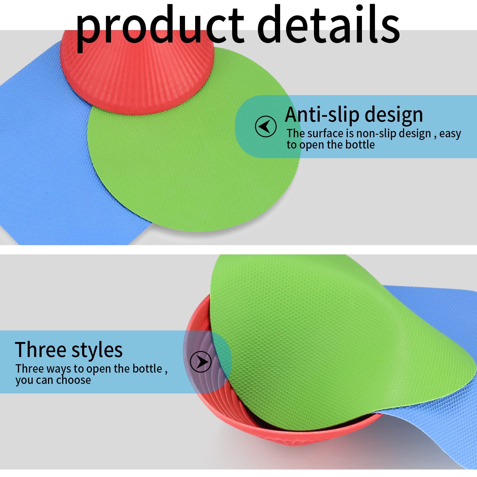3 Pcs Rubber Jar Opener Gripper Pads, Multi Purpose Jar Bottle Can Lids Gripper Openers Reusable, For Seniors Weak Hands, Most B