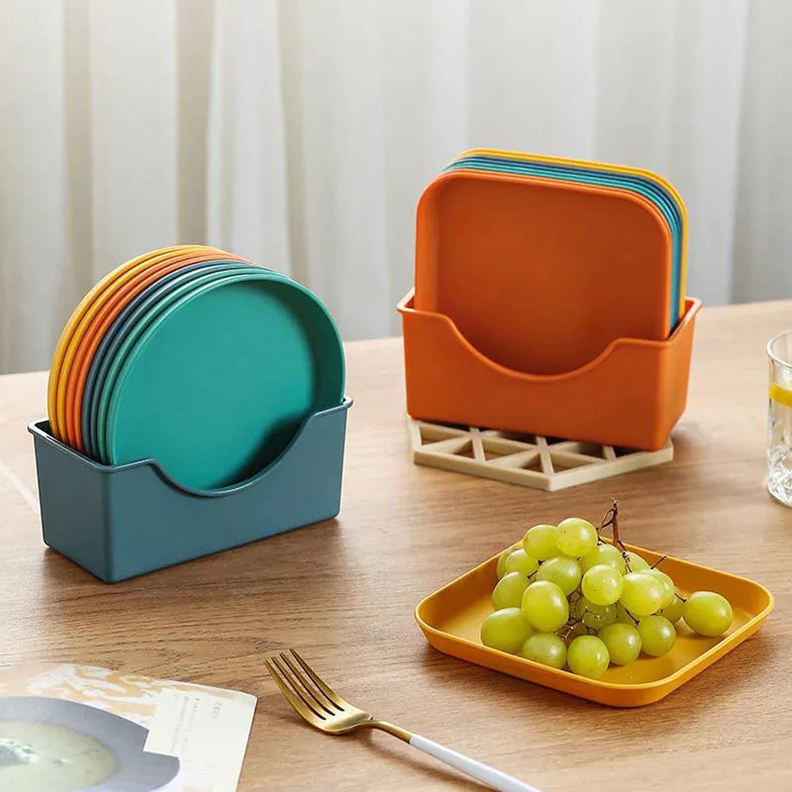 Baiouda Appetizer Plates, Cake Dessert Plates, Reusable Lightweight Colorful Snack Tableware Great For Desserts, Sides Or Appeti