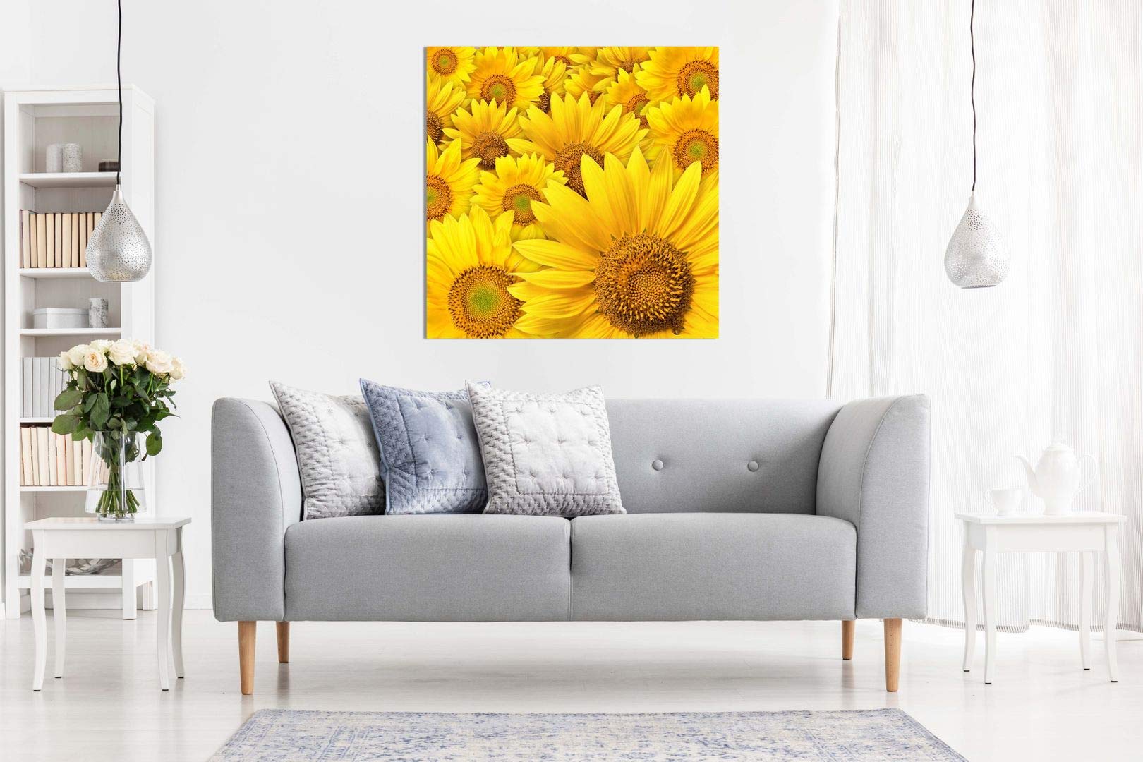 Yellow Sunflower Canvas Wall Art Picture Print (30X30In)