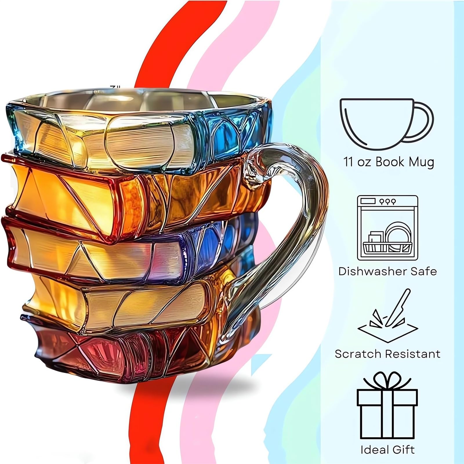 Painted Book Mug 2025 New Novelty Mugs for Book Lovers Gifts Unique Handmade Coffee Mugs Glass 11 0z Cool Funny Bookish Tea Cups