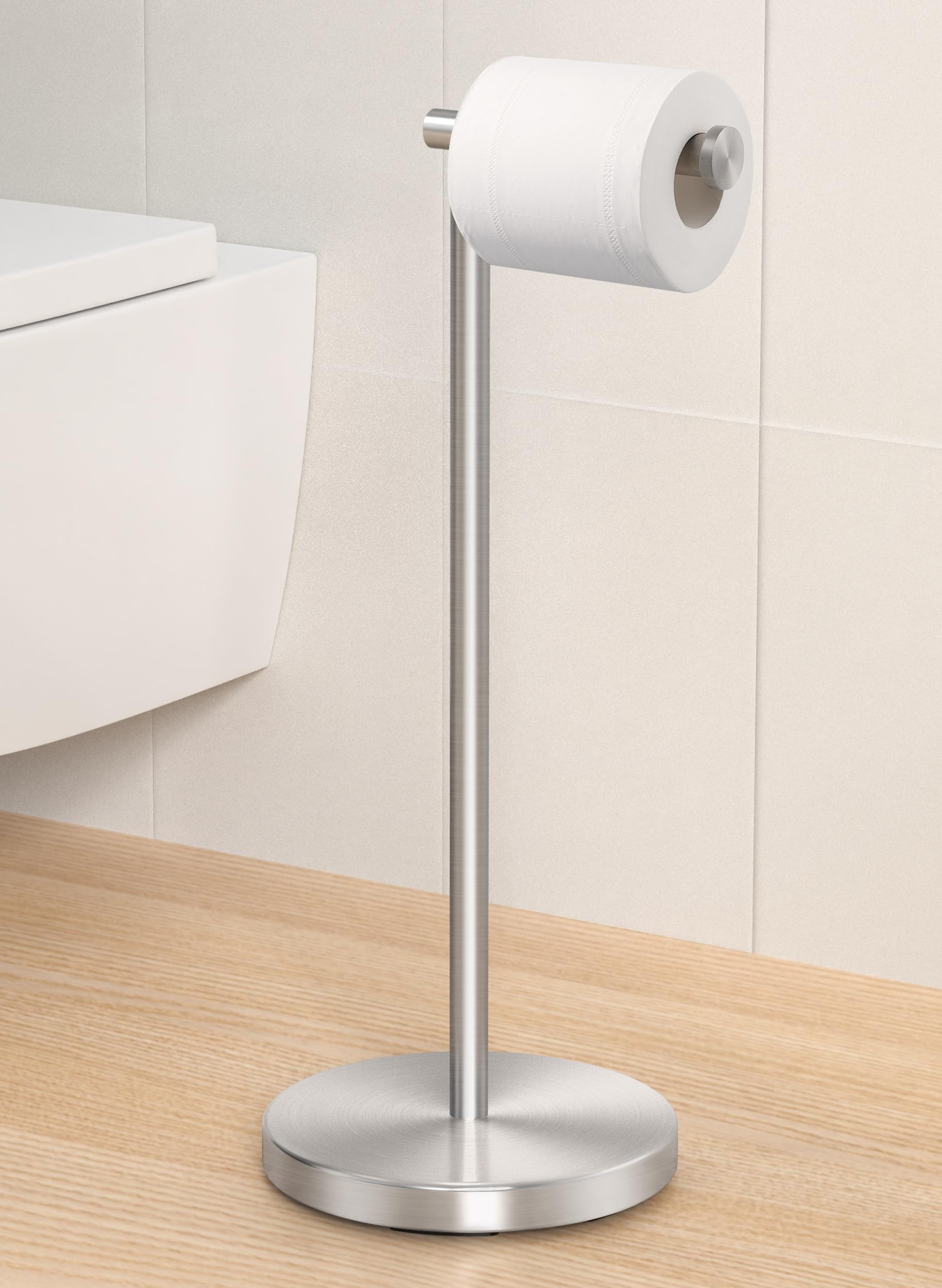 KES Toilet Paper Holder Stand SUS 304 Stainless Steel Rustproof Pedestal Lavatory Tissue Roll Holder Floor Stand Modern Brushed Finish  BPH283S1-2
