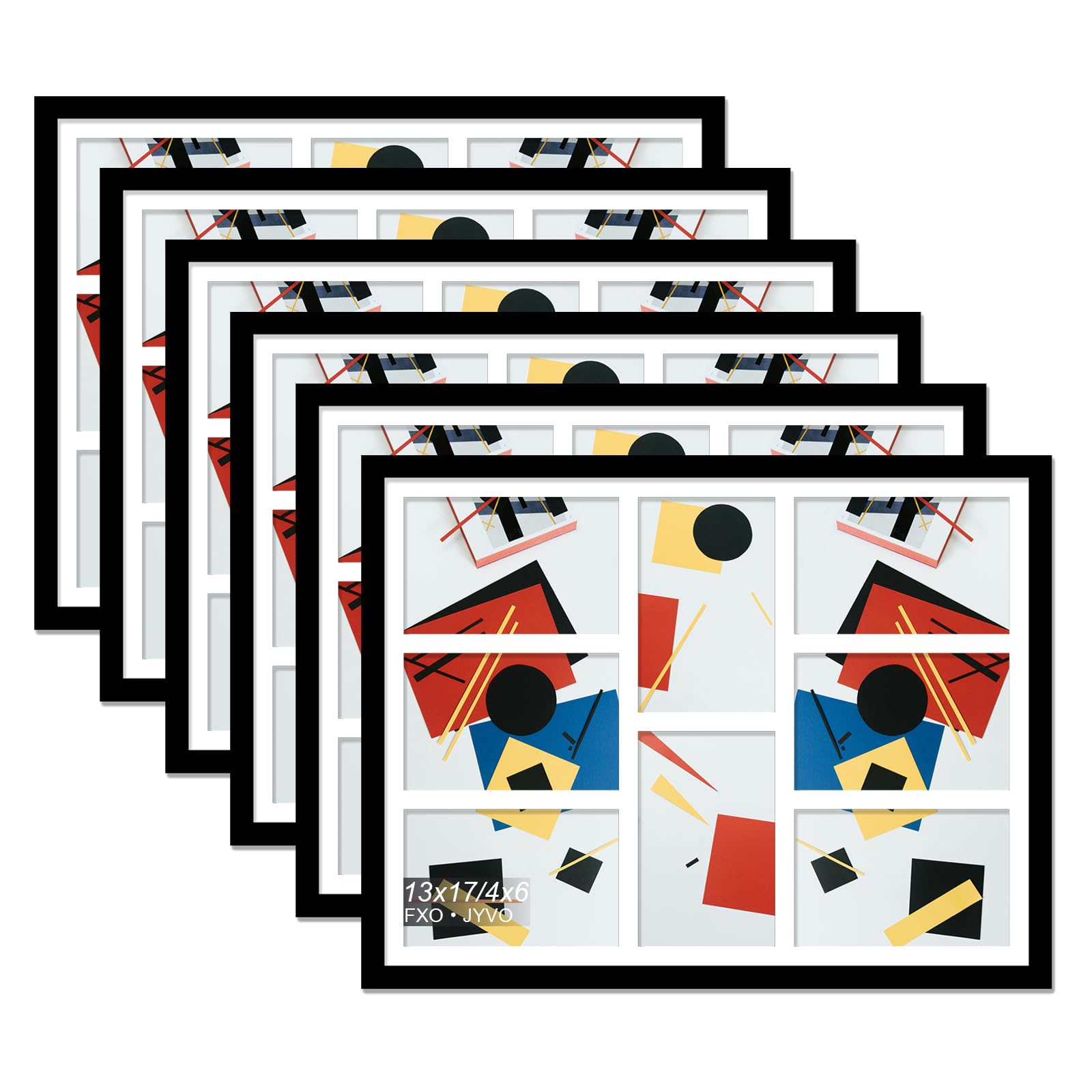Fxojyvo 4x6 Picture Frame Collage Set of 6, Display 8 4x6 Picture Collage or 13x17 Photo Only Without Mat, Light Weight and High