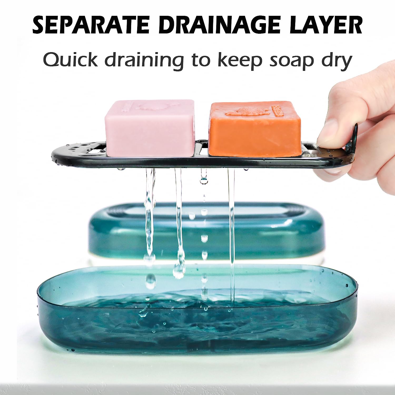 Aidimming Shampoo & Conditioner Bar Holder, Large Plastic Travel Soap Container, Portable Soap Dish With Lid, Clear Soap Case Fo