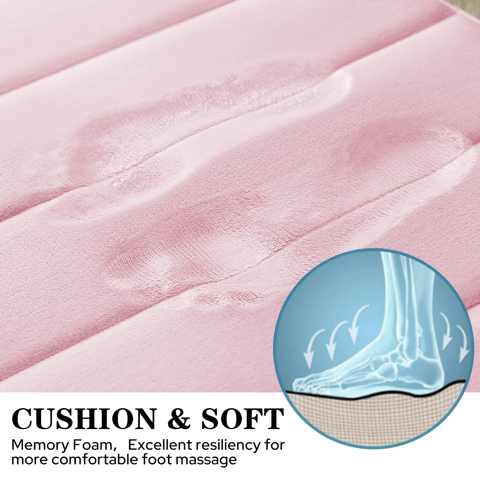 Bysure Pink Memory Foam Bathroom Rug Set 3 Piece, Non Slip Extra Soft Absorbent Bath Mats, Machine Washable & Dry Toilet Mat Set