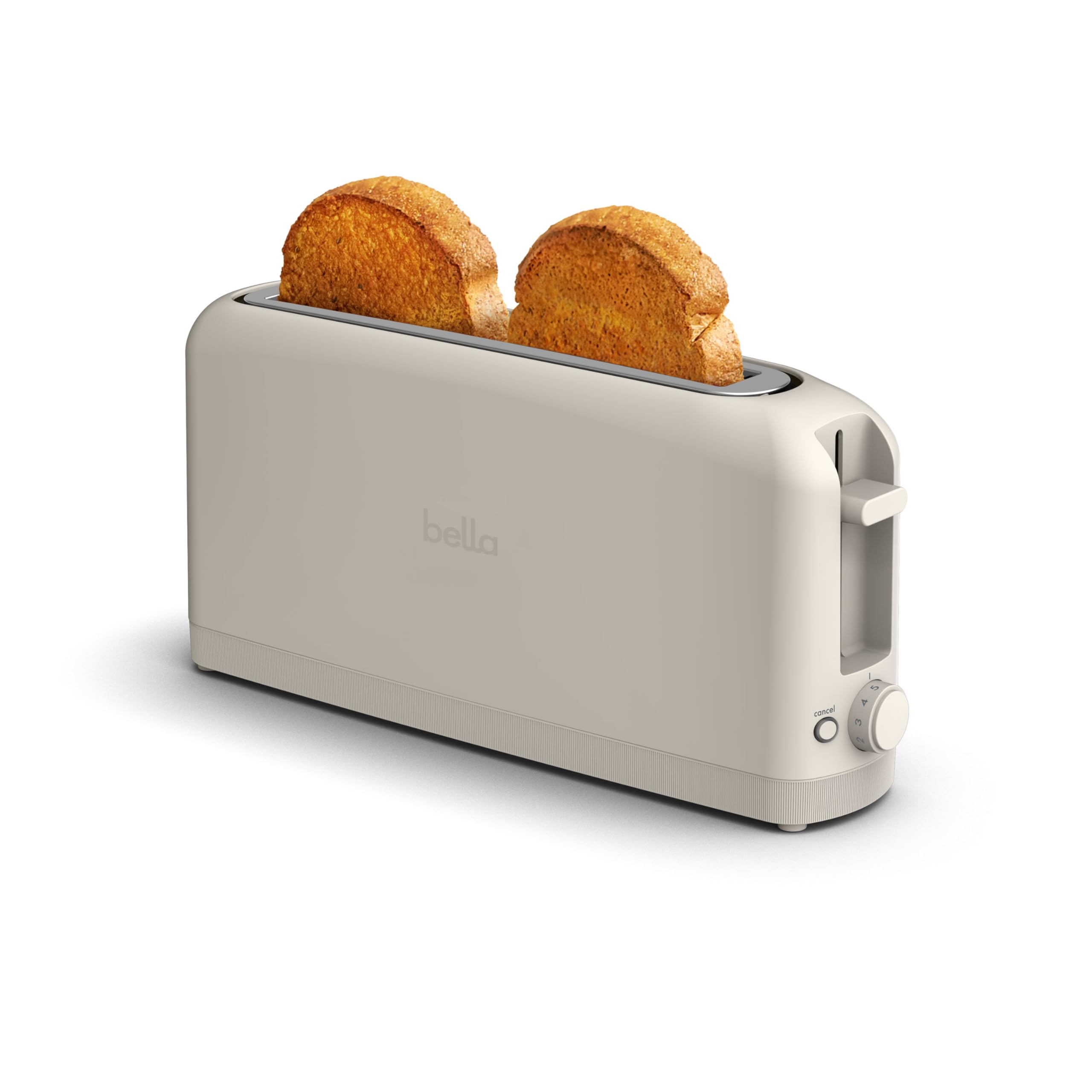 bella 2 Slice Slim Toaster, Fits-anywhere Kitchenware, 6 Setting Shade Control with Reheat & Cancel Buttons, Removable Crumb Tra