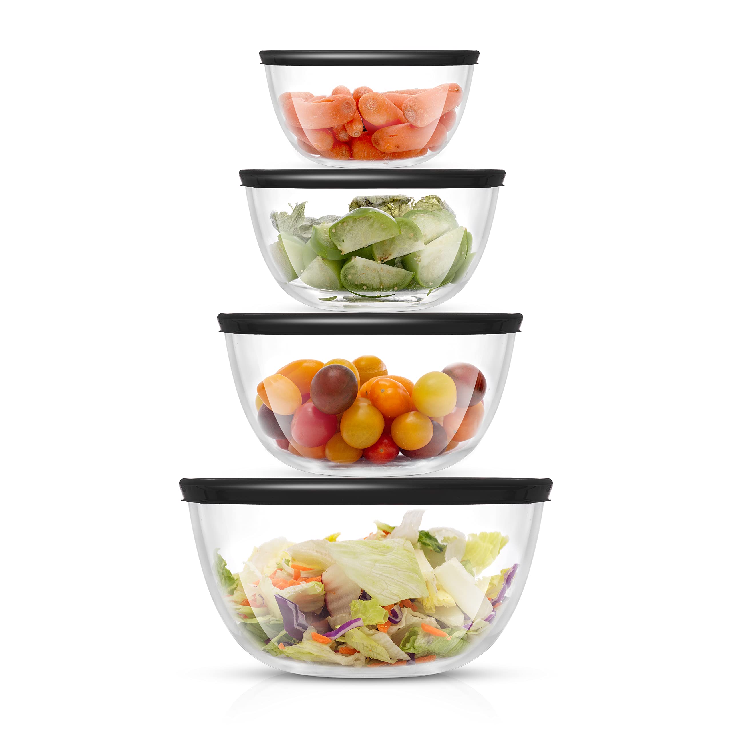 Cooking mix bowls: 8-room glass bowls with eyelids - bowls - bowls for cooking - storage bowls with tapas and large salads with 