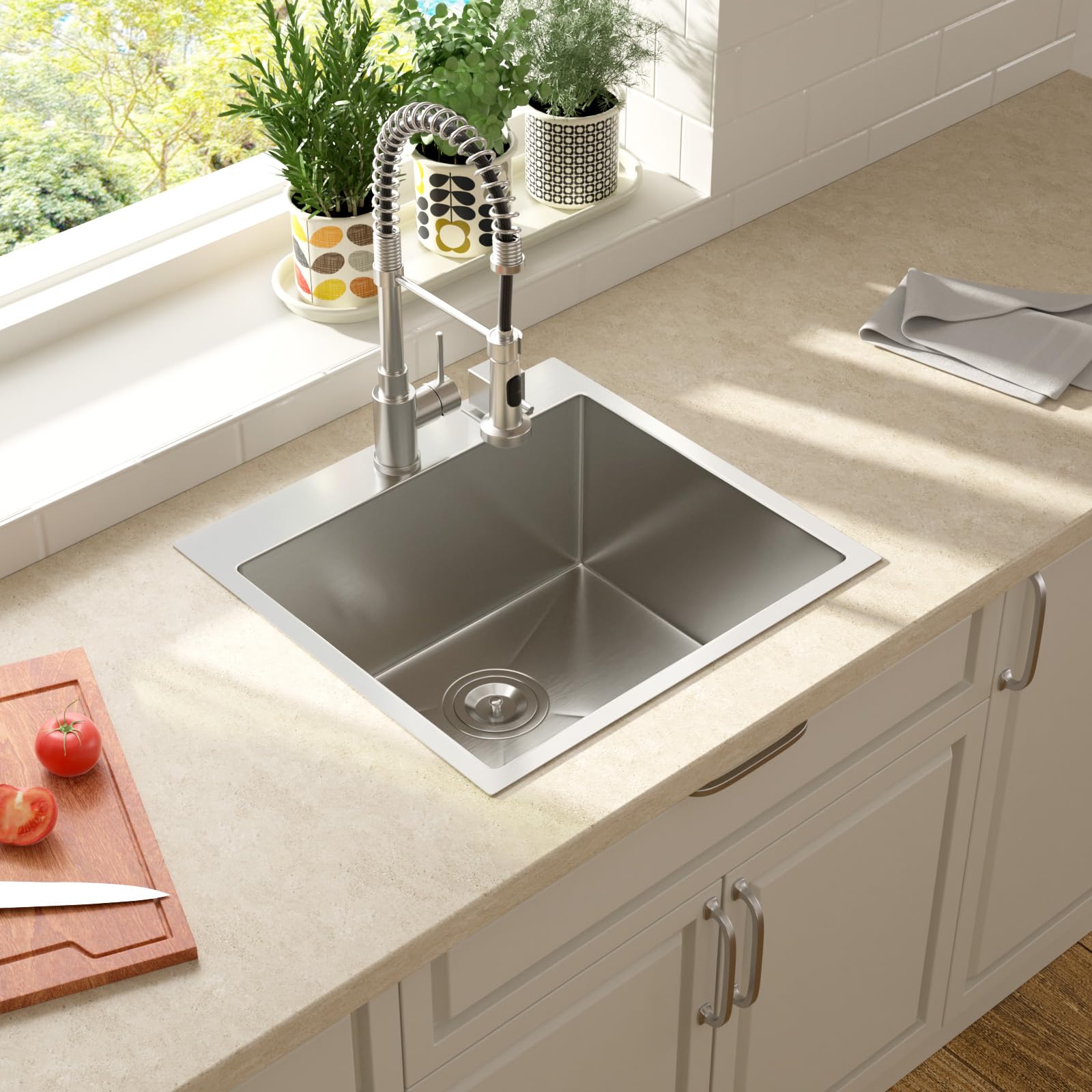 Lordear 21X20X10 Inch Drop In Kitchen Sink Topmount Bar Sink 16 Gauge Single Bowl Stainless Steel Bar Sink Kitchen Sinks Outdoor