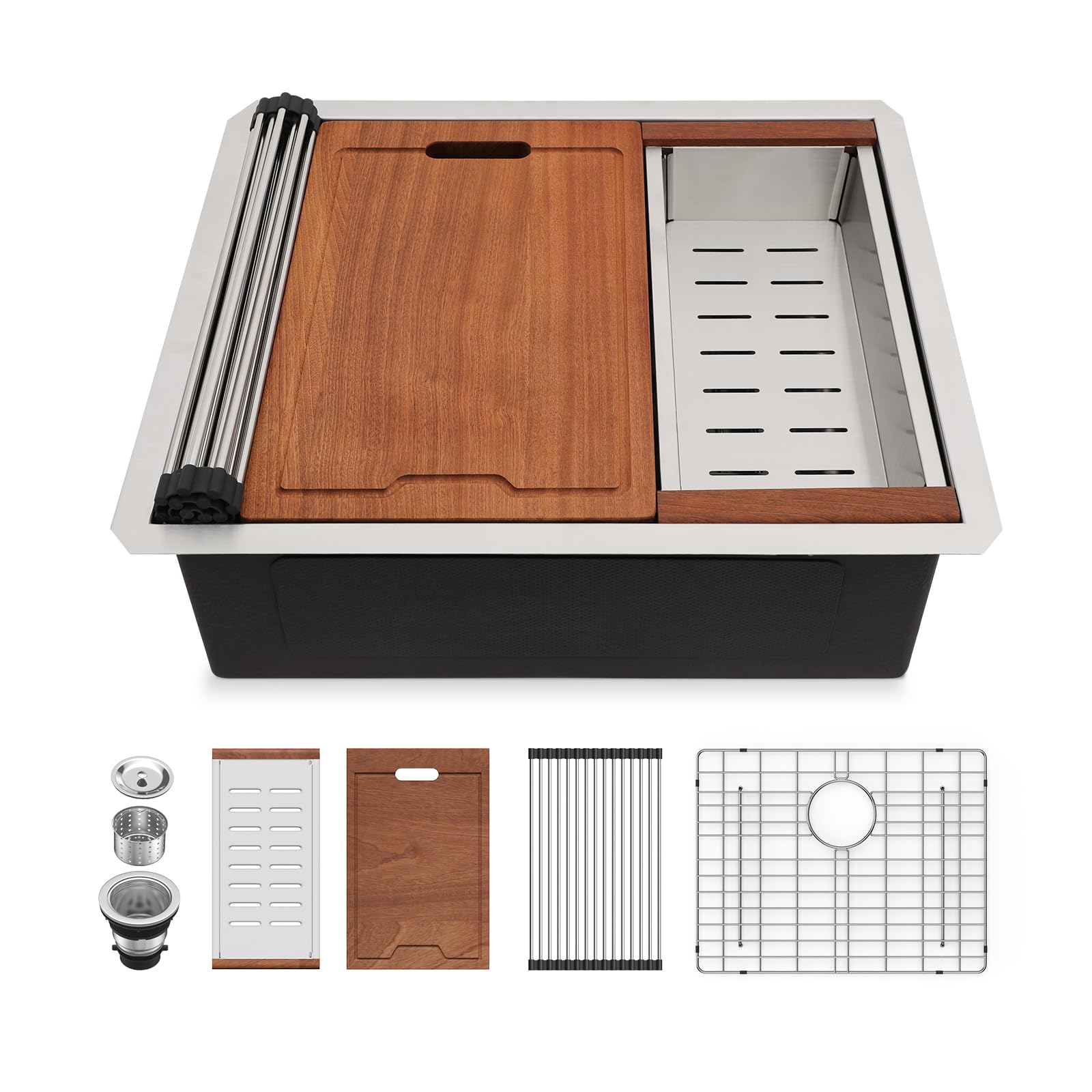 Lordear Undermount Kitchen Sink 23 X 19 Inch Sink Kitchen 16 Gauge Stainless Steel Kitchen Sinks Single Bowl Workstation Sink Wi