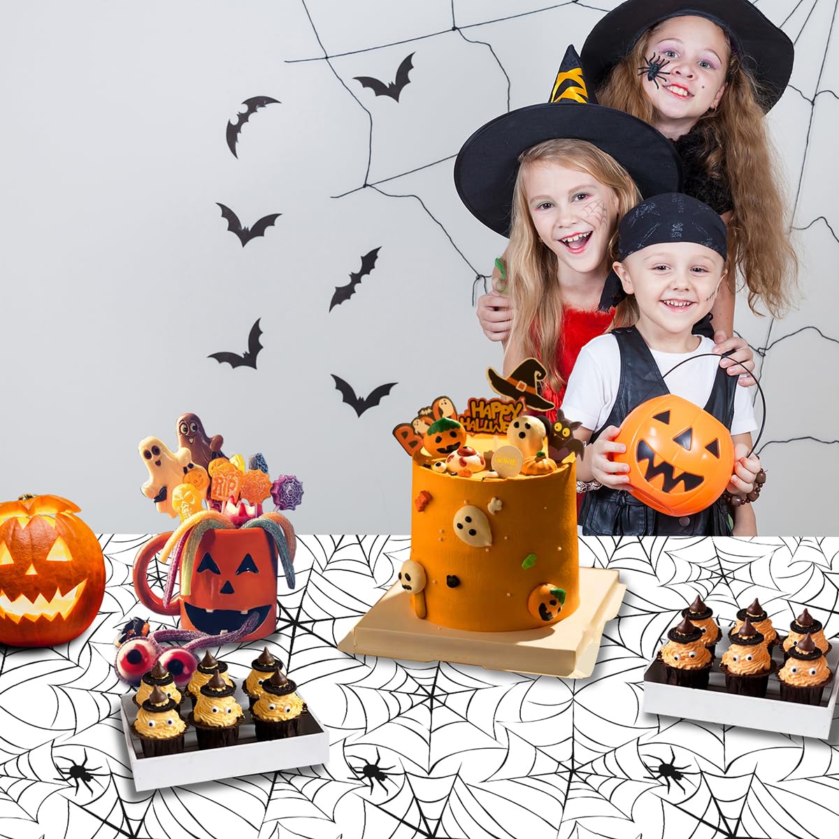 Amocytec 2Pack Halloween Plastic Tablecloths Disposable Christmas Plastic Table Covers BBQ Picnic Halloween Party Oil-Proof Wate