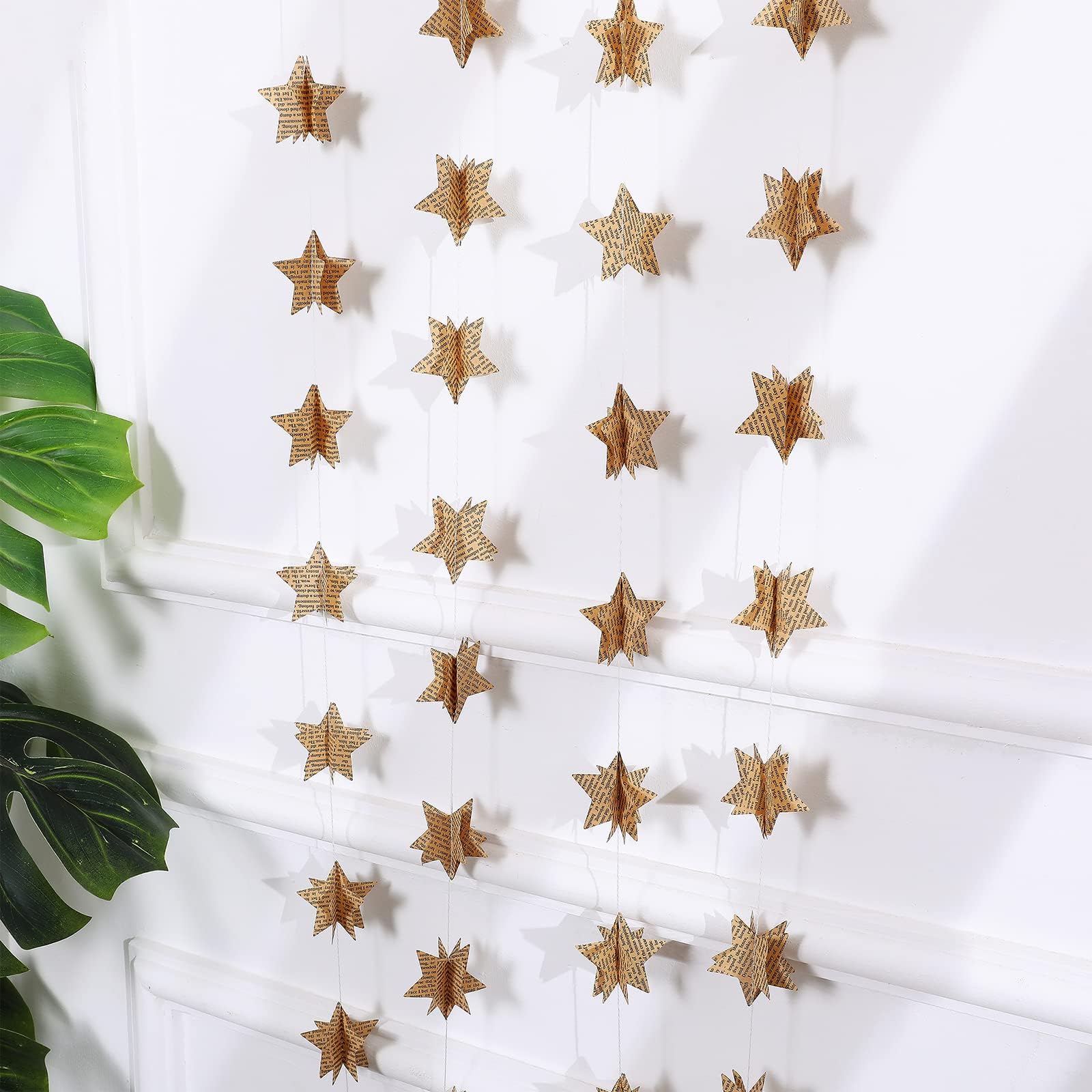 4 Pack Star Garland Recycled Books Vintage Pages Garland Newspaper Bunting Party Holiday Christmas Strand String Banner Wedding