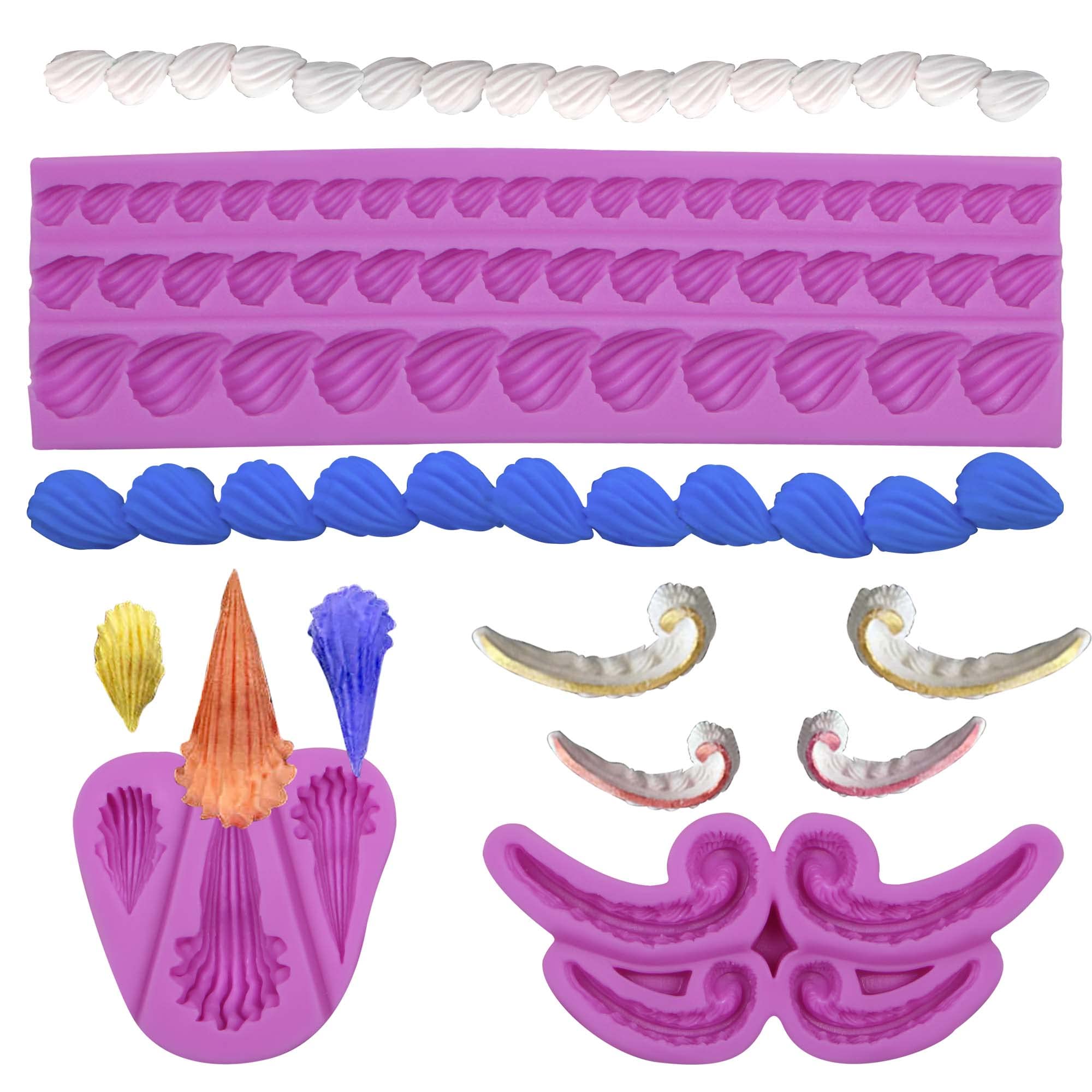 Relief Cake Decoration Relief Silicone Chocolate Molds, 3 Packs Baroque Border Fondant Mold For Birthday Party, Wedding Cake Dec