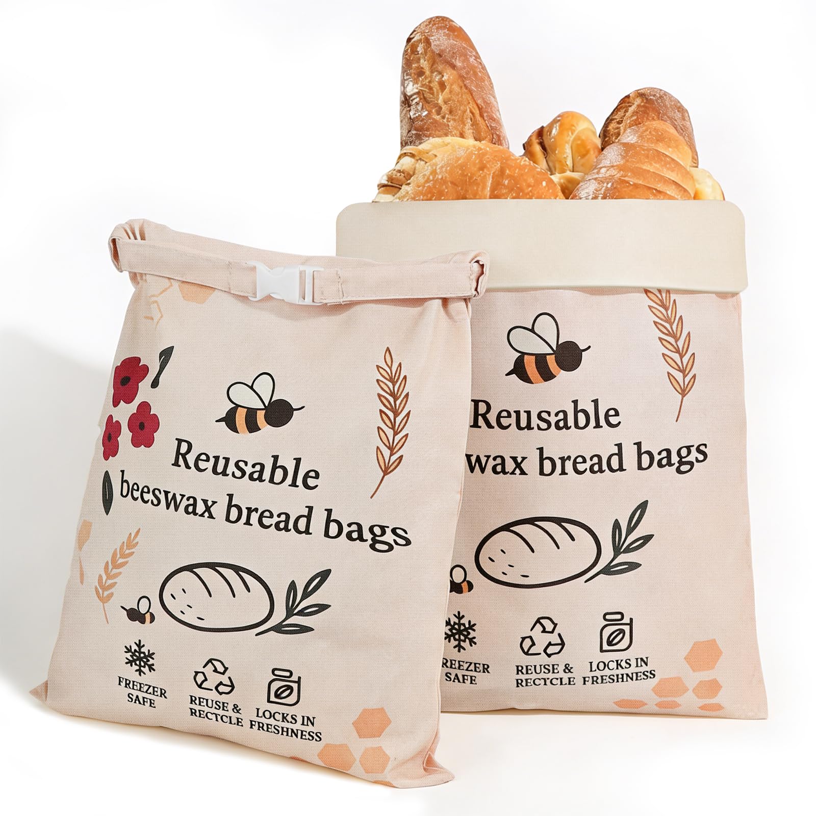 2 Pack Beeswax Bread Bags