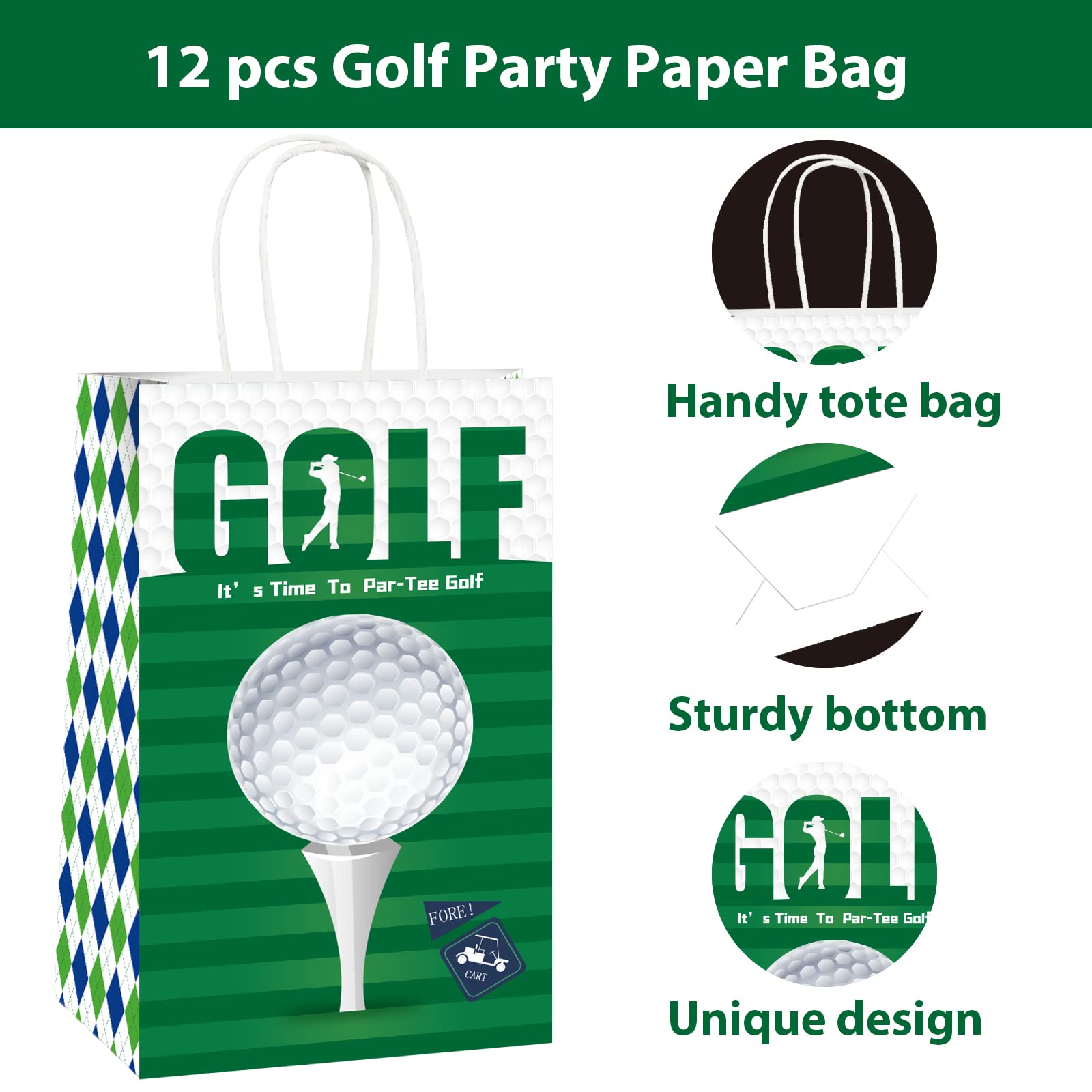gisgfim 12 Pcs Golf Party Supplies Bags Golf Birthday Party Goody Golf Paper Bags Party Decorations Golf Theme Baby Shower Birthday Party Gifts