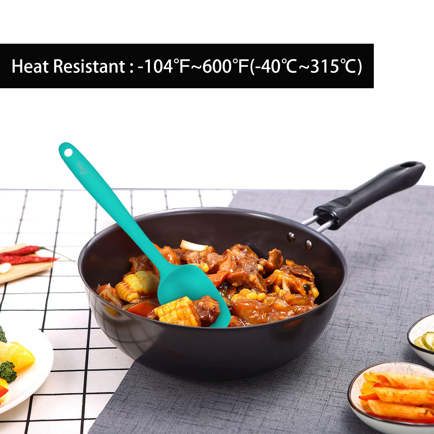 Hotec Food Grade Silicone Rubber Spatula Set For Baking, Cooking, And Mixing High Heat Resistant Non Stick Dishwasher Safe Bpa-F