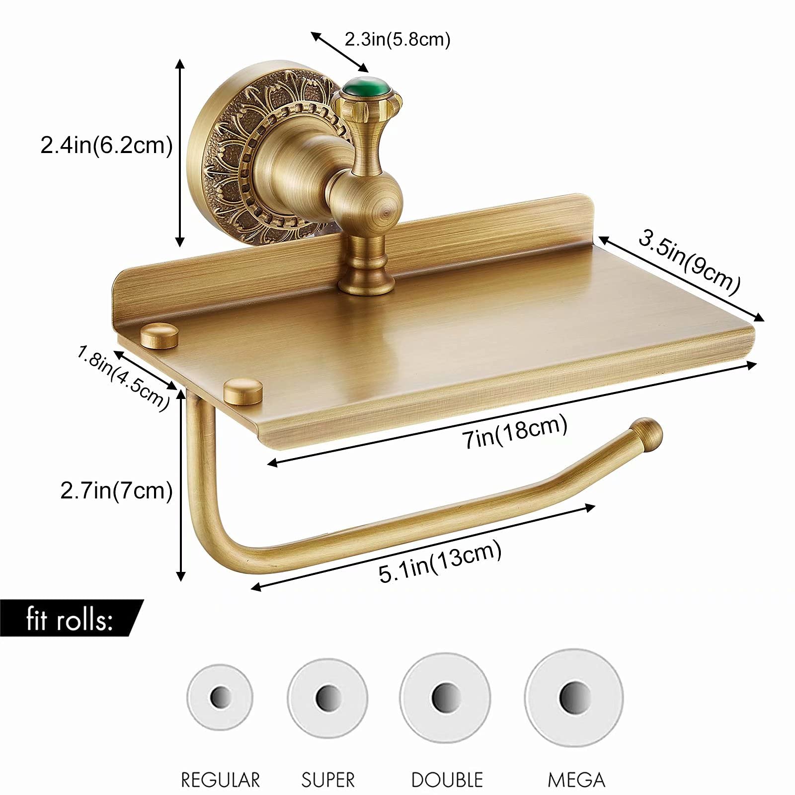 Beelee Bathroom Tissue Holder/Toilet Paper Holder Solid Brass Wall-Mounted Toilet Roll Holder, Toilet Paper Tissue Holder With M