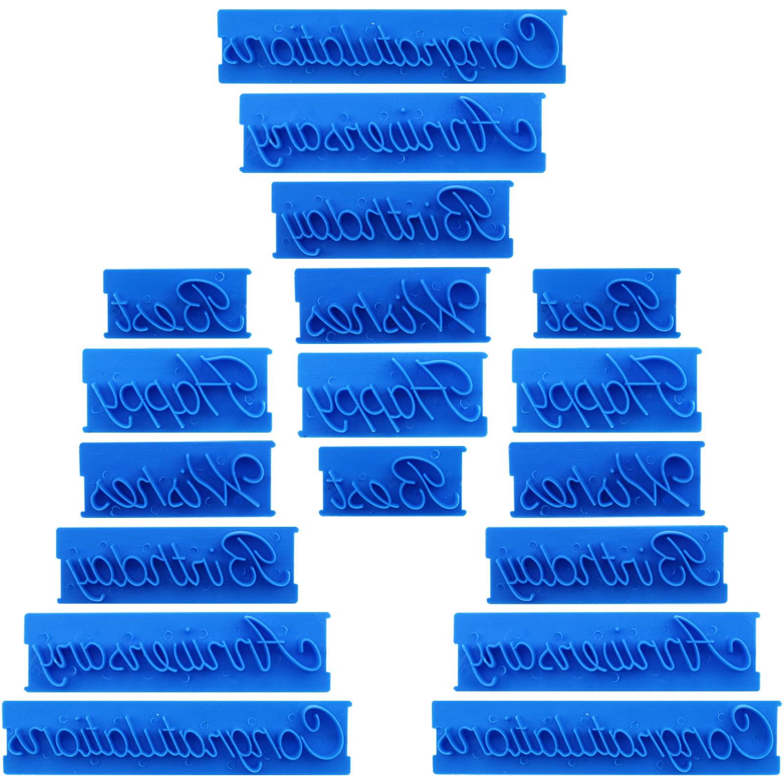 18 Pcs Cookie Fondant Stamp Cutter Stamper Blessing Letters Mold Happy Birthday Best Wishes Congratulations Anniversary Letters