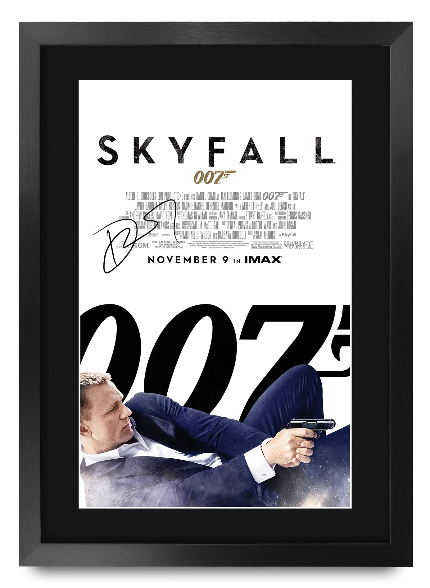 Hwc Trading James Bond - Skyfall Movie Poster Daniel Craig Signed 16 X 12 Inch Framed Gift Printed Autograph Film Print Photo Pi