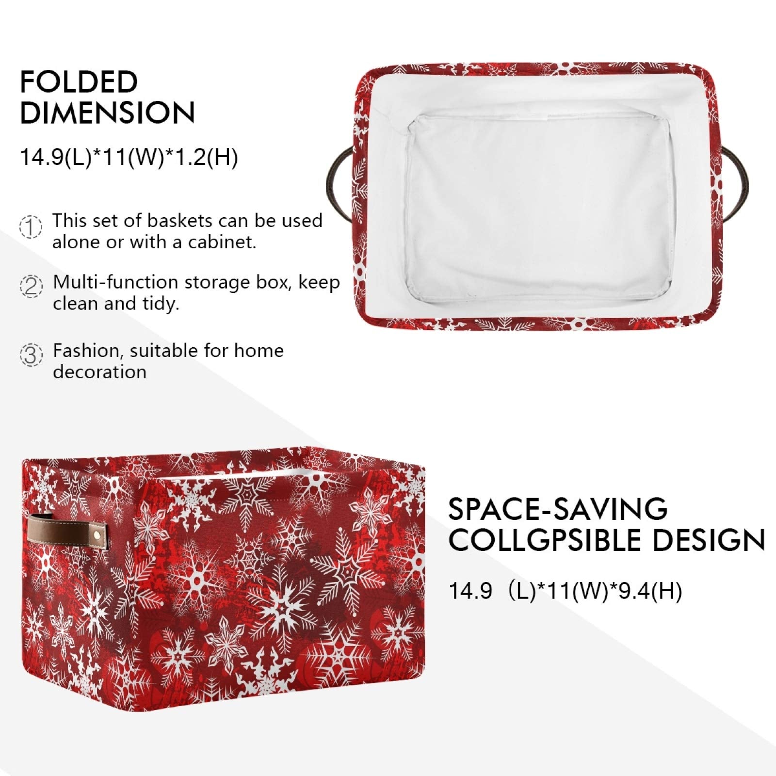 senya Large Foldable Christmas Storage Basket - Canvas, Christmas Snowflakes, Model g60218046p505c540s1092