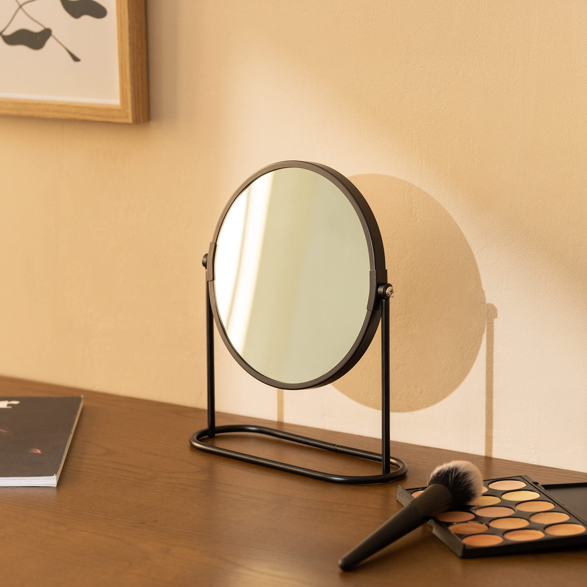 Navaris Cosmetic Mirror For Table Top - Desktop Mirror For Makeup And Grooming - Double Sided With 2X Magnification Mirror, 7.6'