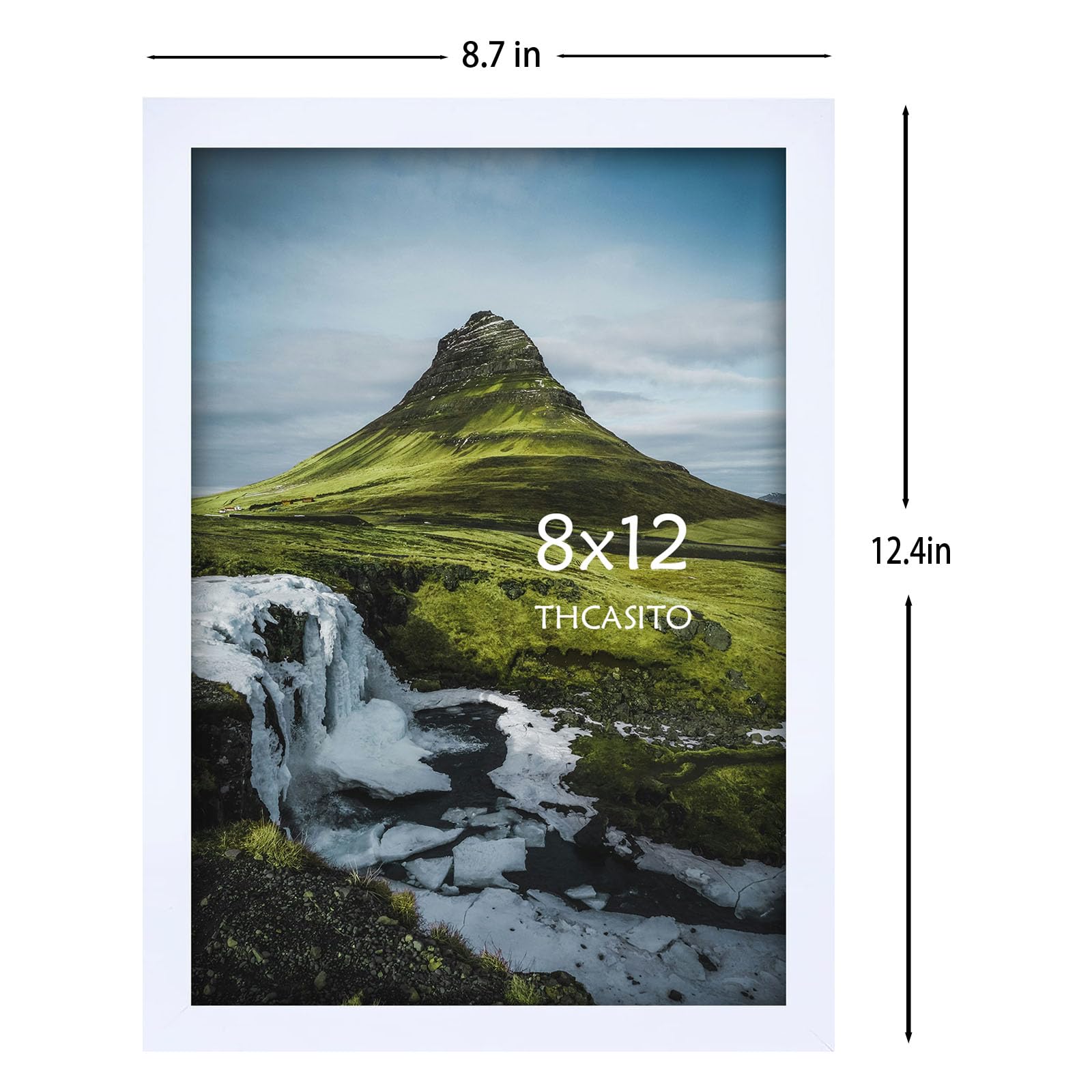 THCASITO Picture Frames 8x12 White Photo Frames without Mat for Wall and Tabletop Decor, Set of 2