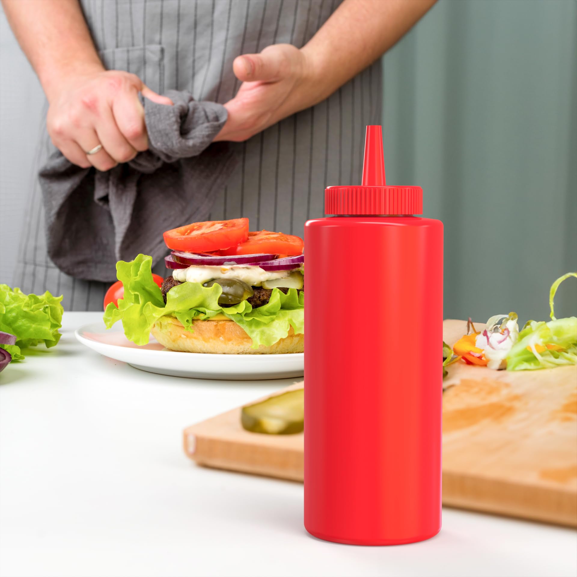 Brightfrom Condiment Squeeze Bottles, Red/Yellow 12 Oz Empty Squirt Bottle With Wide Neck - Great For Ketchup, Mustard, Syrup, S