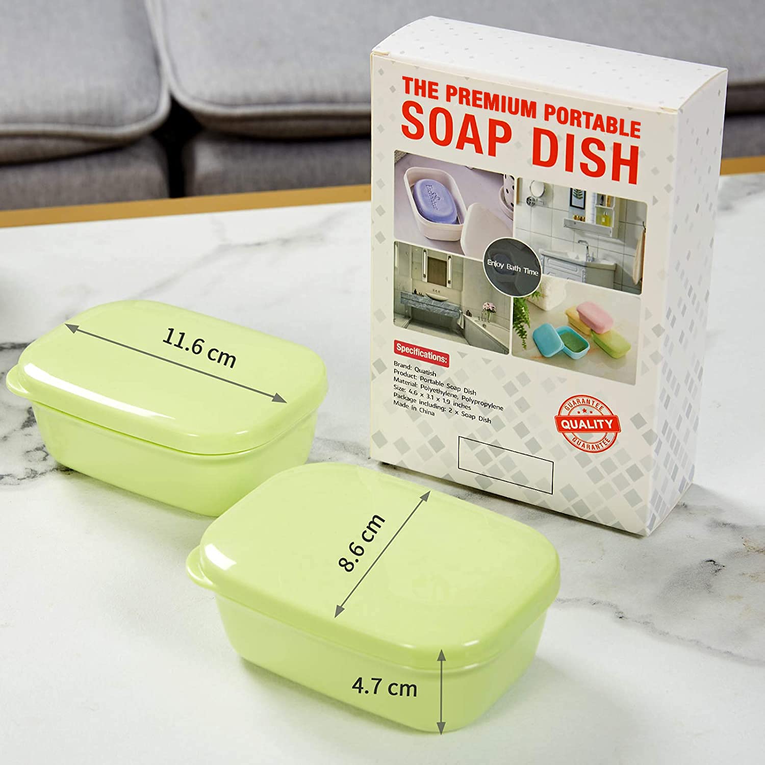 Quatish Travel Soap Container, 2Pcs Portable Soap Holder With Lid, Soap Case For Camping Gym Travel, Soap Box For Bathroom(Green