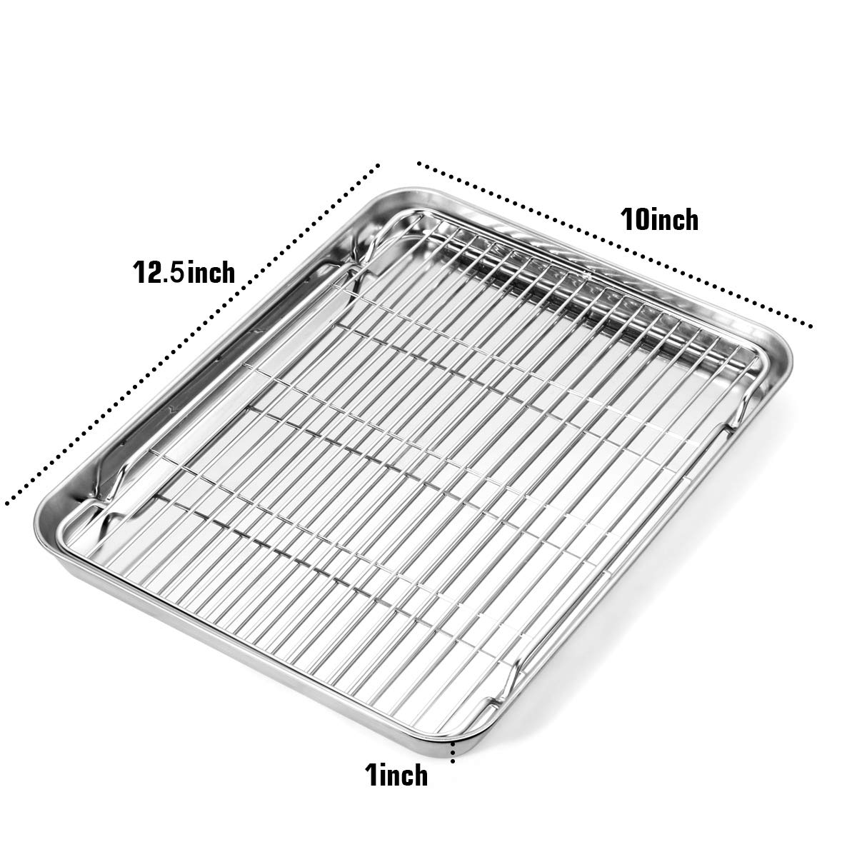 Bastwe Baking Sheet And Cooling Rack Set, Stainless Steel Commercial Grade Cookie Sheet And Rack Set, 12.5 X 10 X 1 Inch, Health