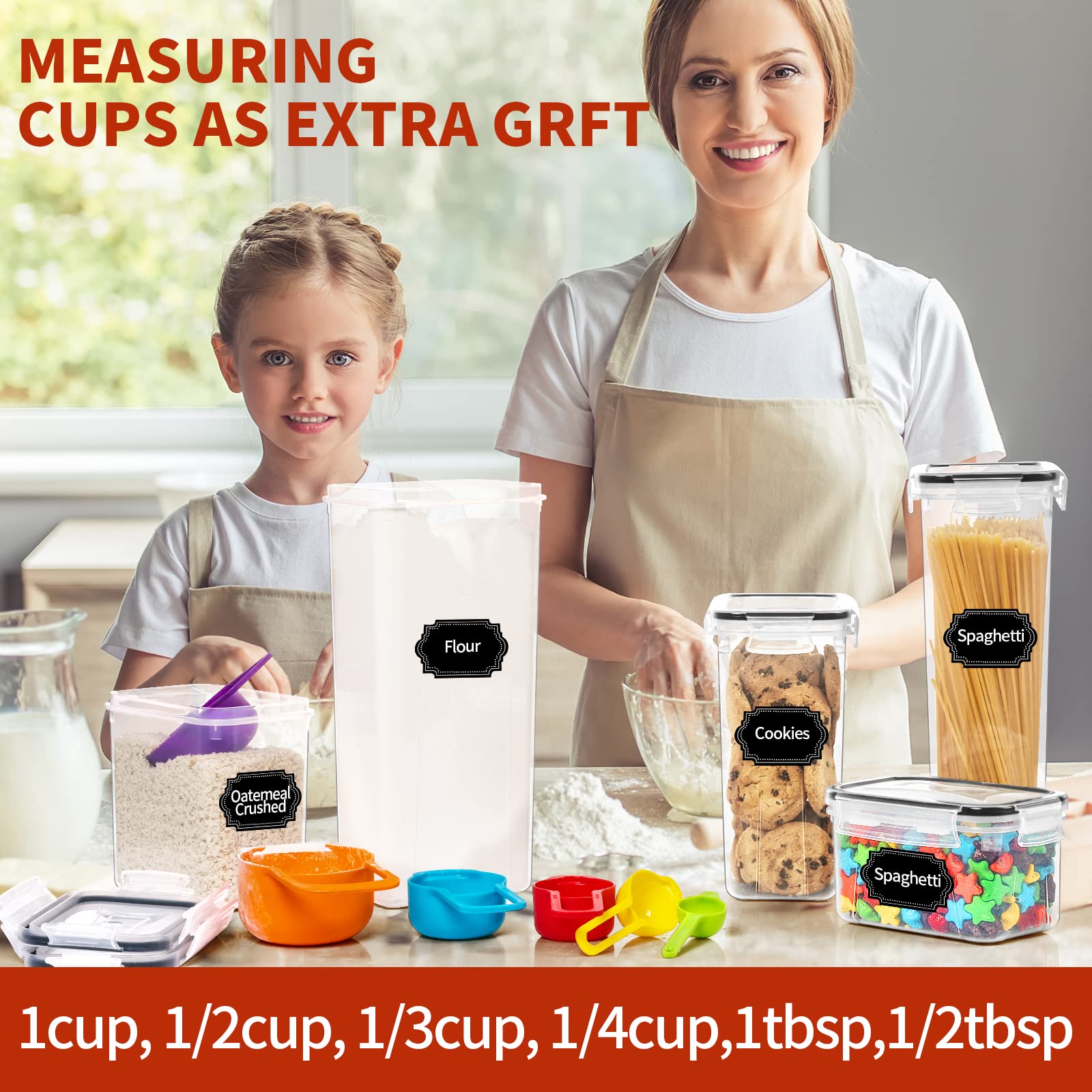 Skroam 14 Pack Airtight Food Storage Containers For Kitchen Pantry Organization And Storage, Plastic Canister Set With Lids, Cer