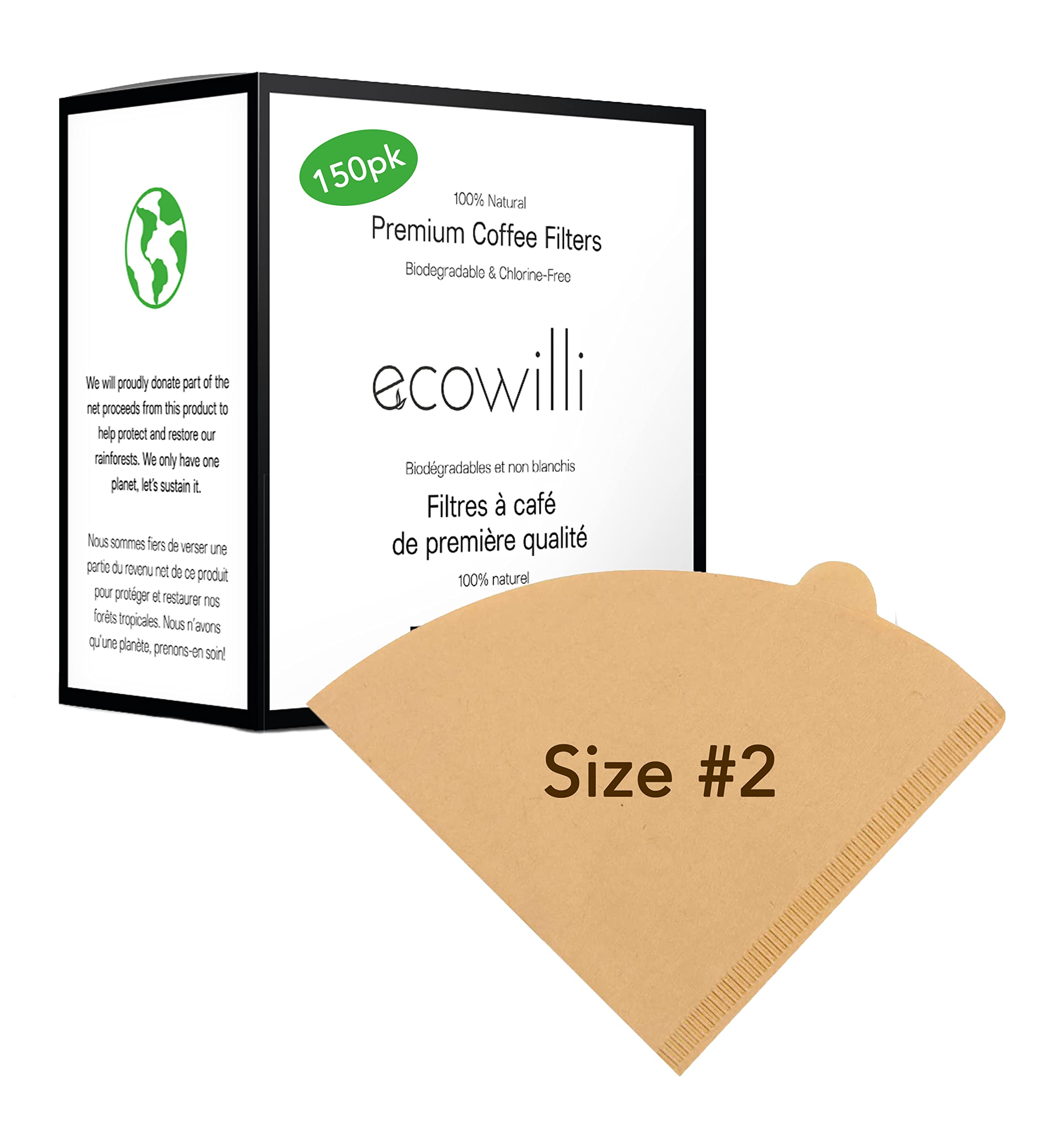Ecowilli Pour Over Coffee Filter Cones Biodegradable Unbleached Coffee Filters V60 Filter For Drip Coffee