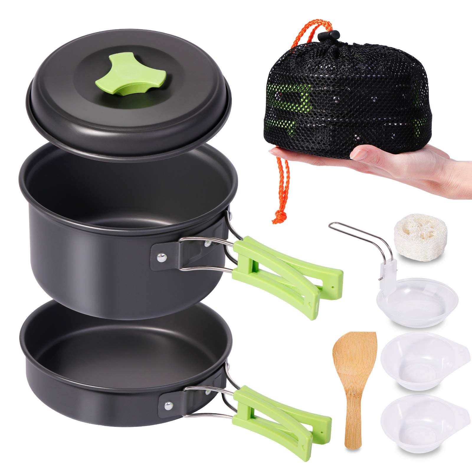 Rehtrad 8 Pcs Camping Cooking SetCamping Accessories For OutdoorCamping Utensils With Carry BagCamping Bowl Pot Pan Set