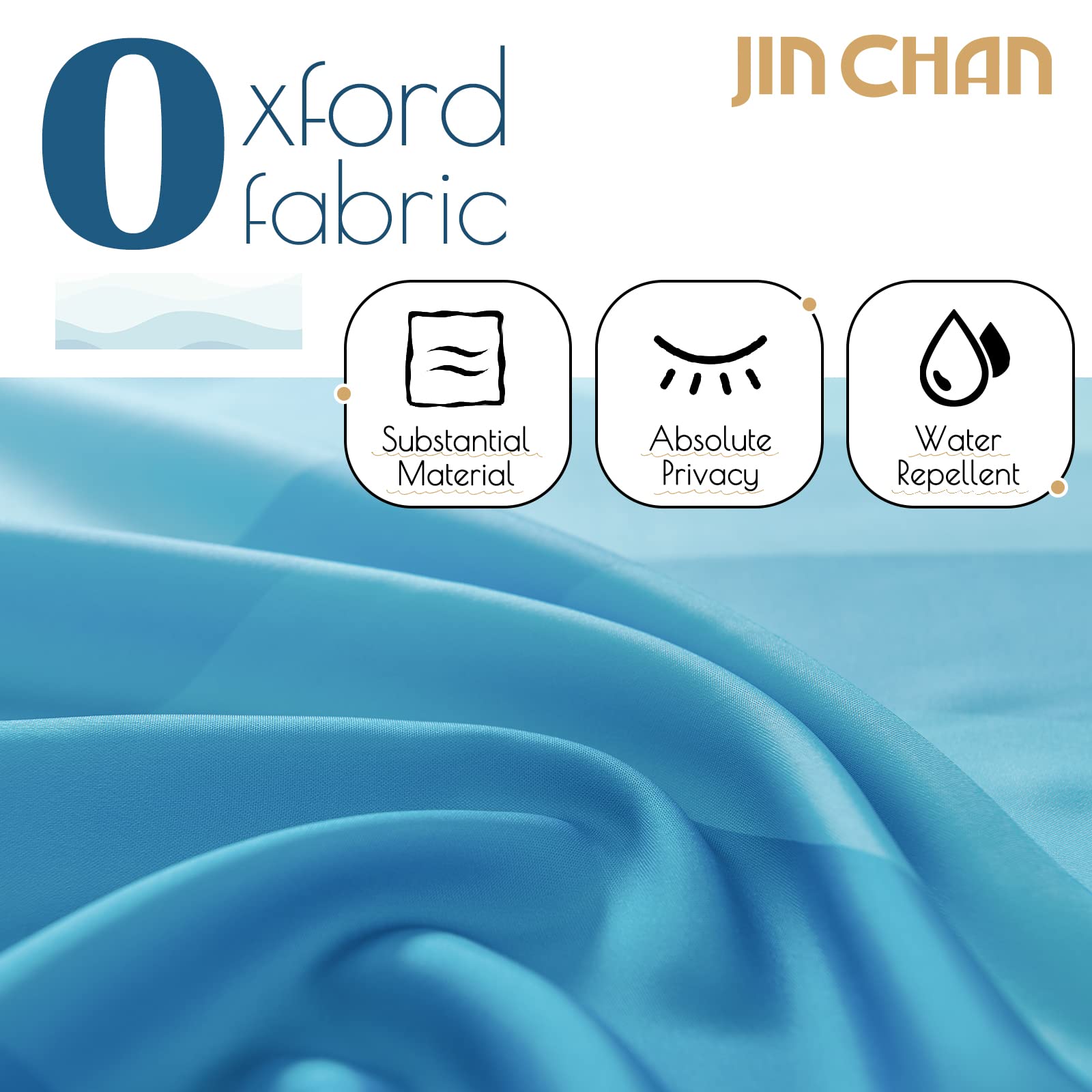 Jinchan Ombre Blue Shower Curtain Fabric Shower Curtain Coastal Beach Ocean Wave Bathroom Shower Curtain Gradual Color Design Na