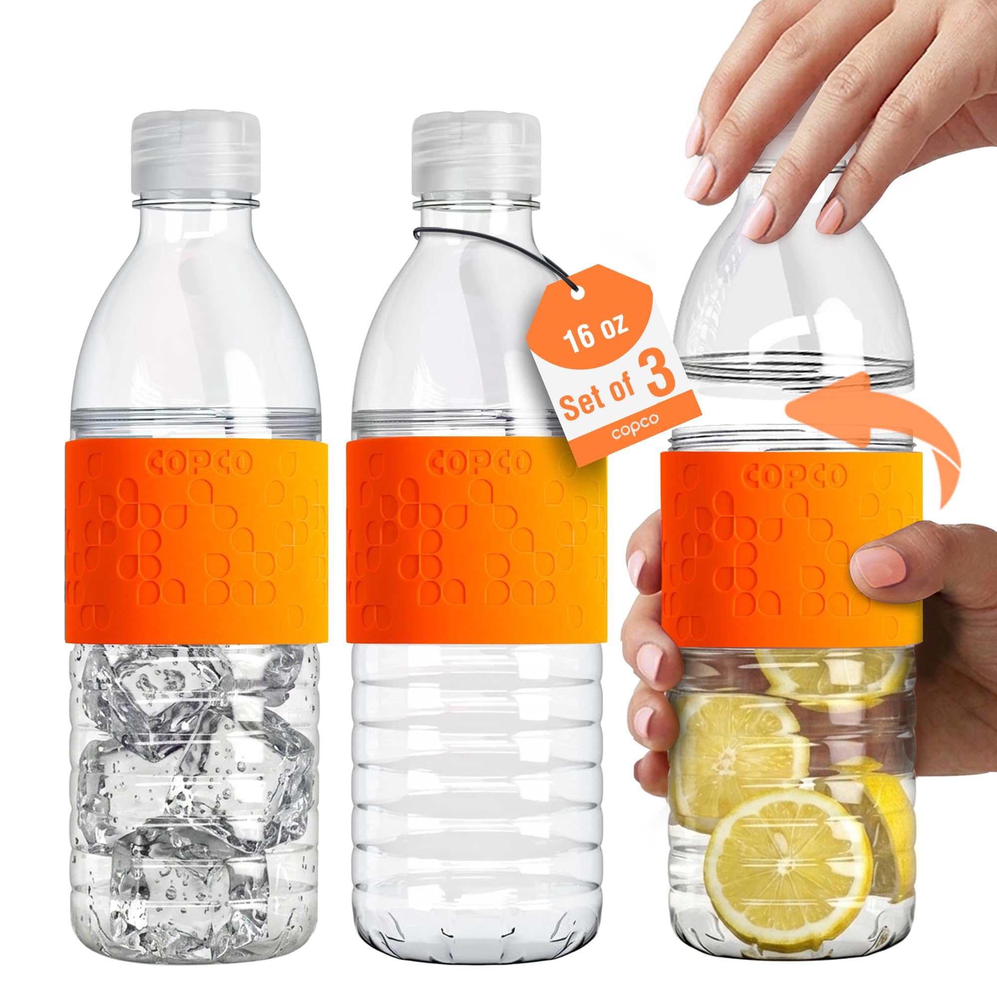 Copco  Hydra  Water Bottle  16.9 oz  Chevron Orange, Set of 3