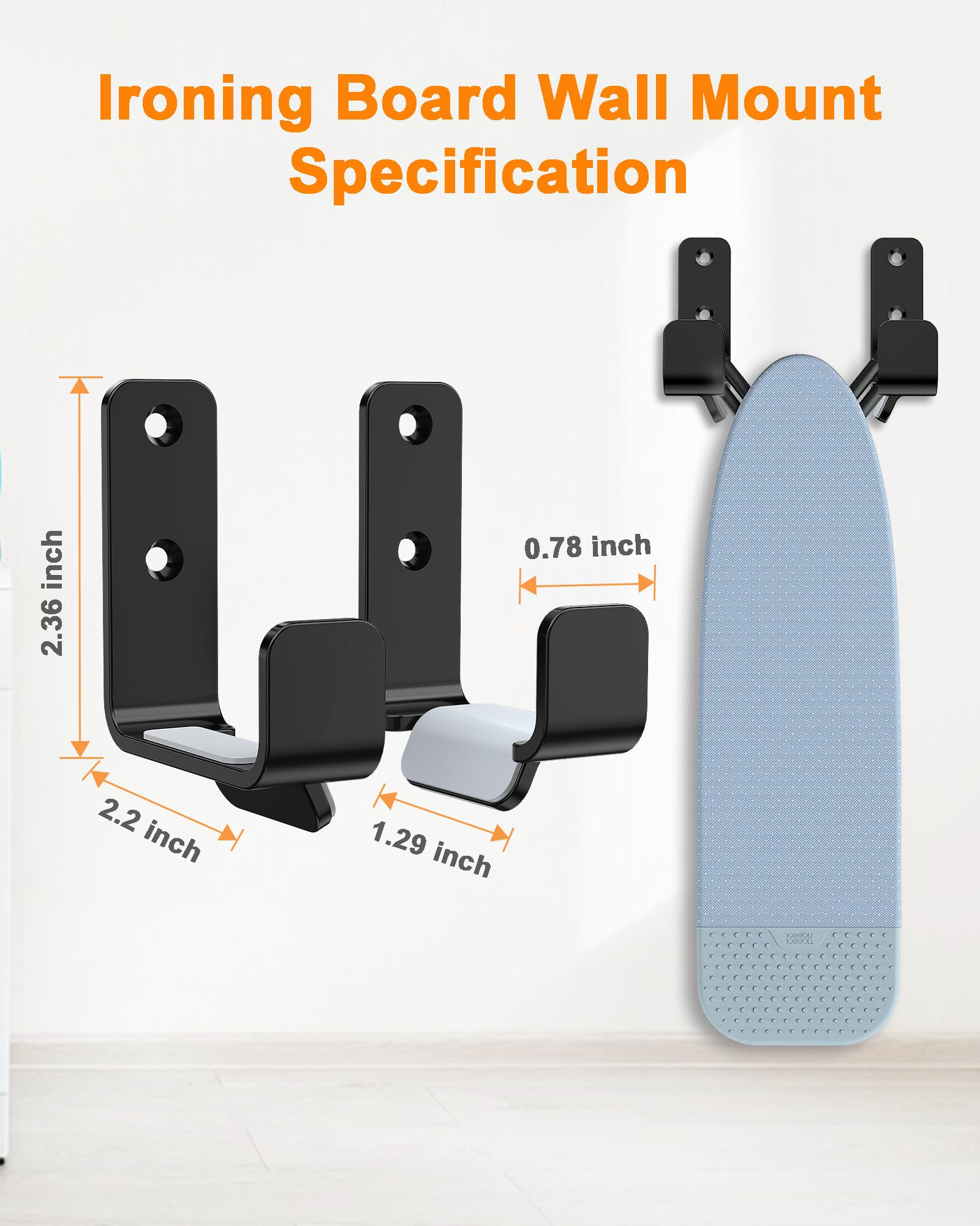 Musvoh Ironing Board Wall Mount, Stainless Steel Ironing Board Hanger For Laundry Room, Adjustable Distance Ironing Board Holder