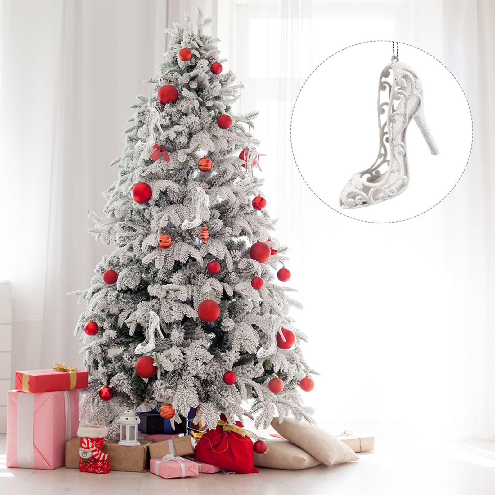 Gadpiparty Christmas Tree Hanging Decoration, 12 Pcs High Heel Shoes Hanging Ornament for Xmas Winter Wonderland Holiday New Yea